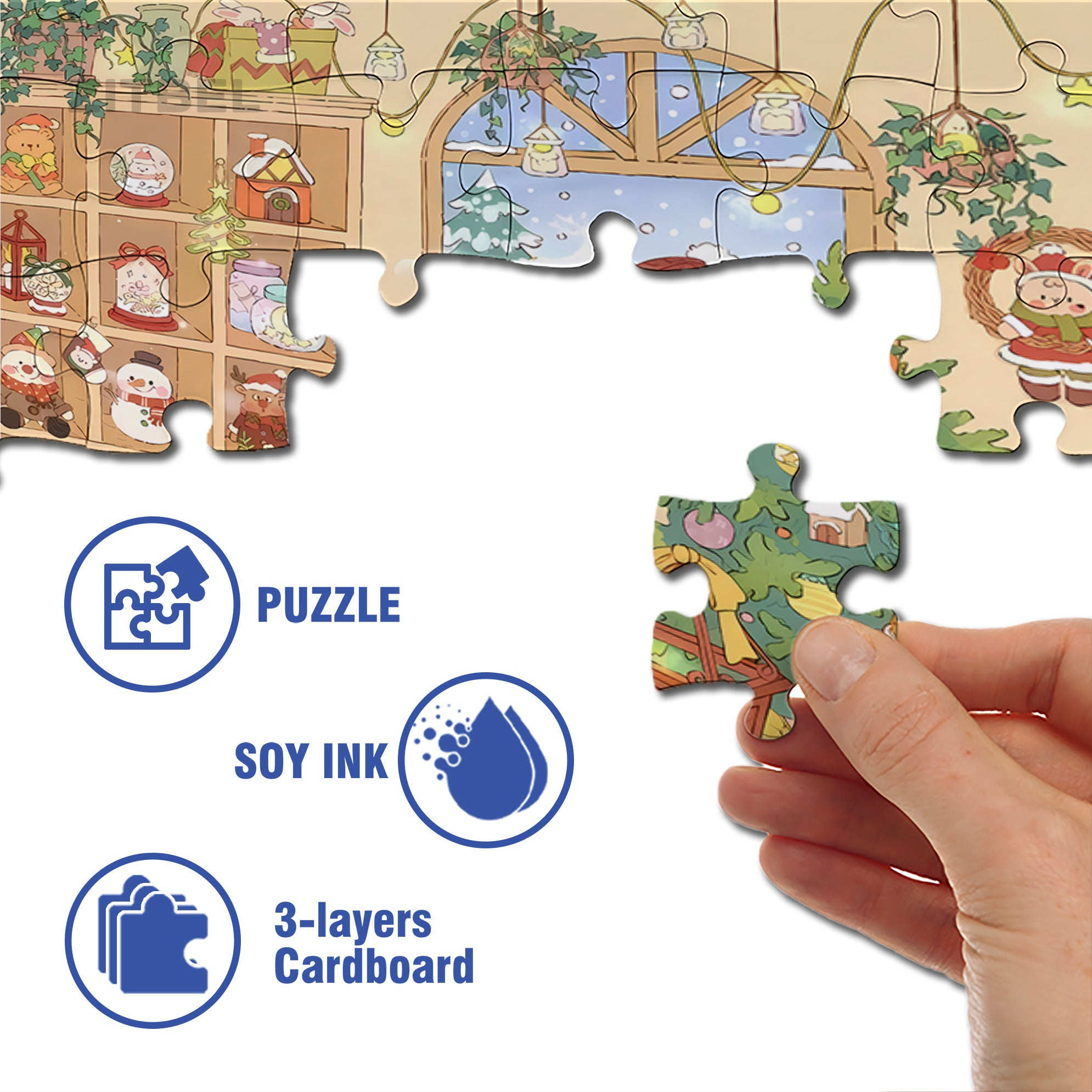 Merry And  Bright 500pcs/1000pcs Jigsaw Puzzle, Scratch-Resistant, Interactive Family Game & Brain-Boosting DIY Decor, Perfect for Halloween, Christmas & New Year Gifts, Family Puzzle Game