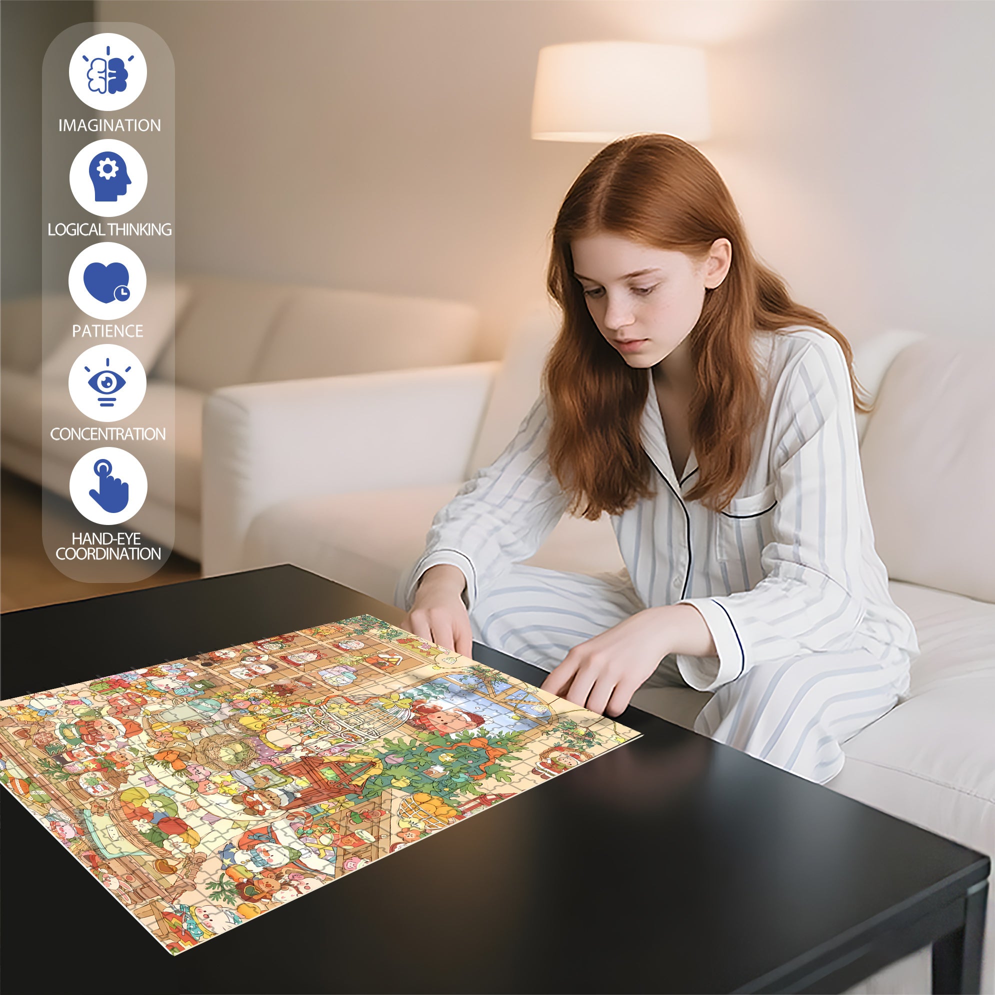 Merry And  Bright 500pcs/1000pcs Jigsaw Puzzle, Scratch-Resistant, Interactive Family Game & Brain-Boosting DIY Decor, Perfect for Halloween, Christmas & New Year Gifts, Family Puzzle Game
