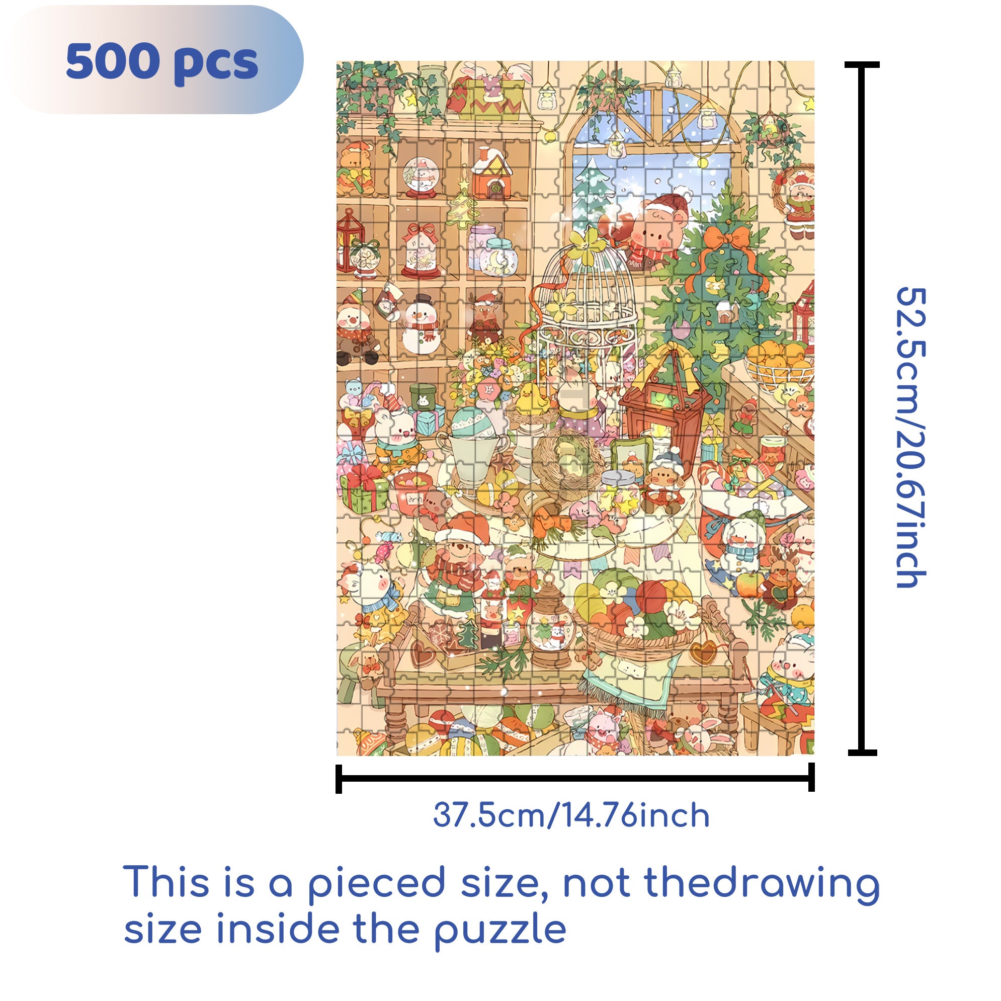 Merry And  Bright 500pcs/1000pcs Jigsaw Puzzle, Scratch-Resistant, Interactive Family Game & Brain-Boosting DIY Decor, Perfect for Halloween, Christmas & New Year Gifts, Family Puzzle Game