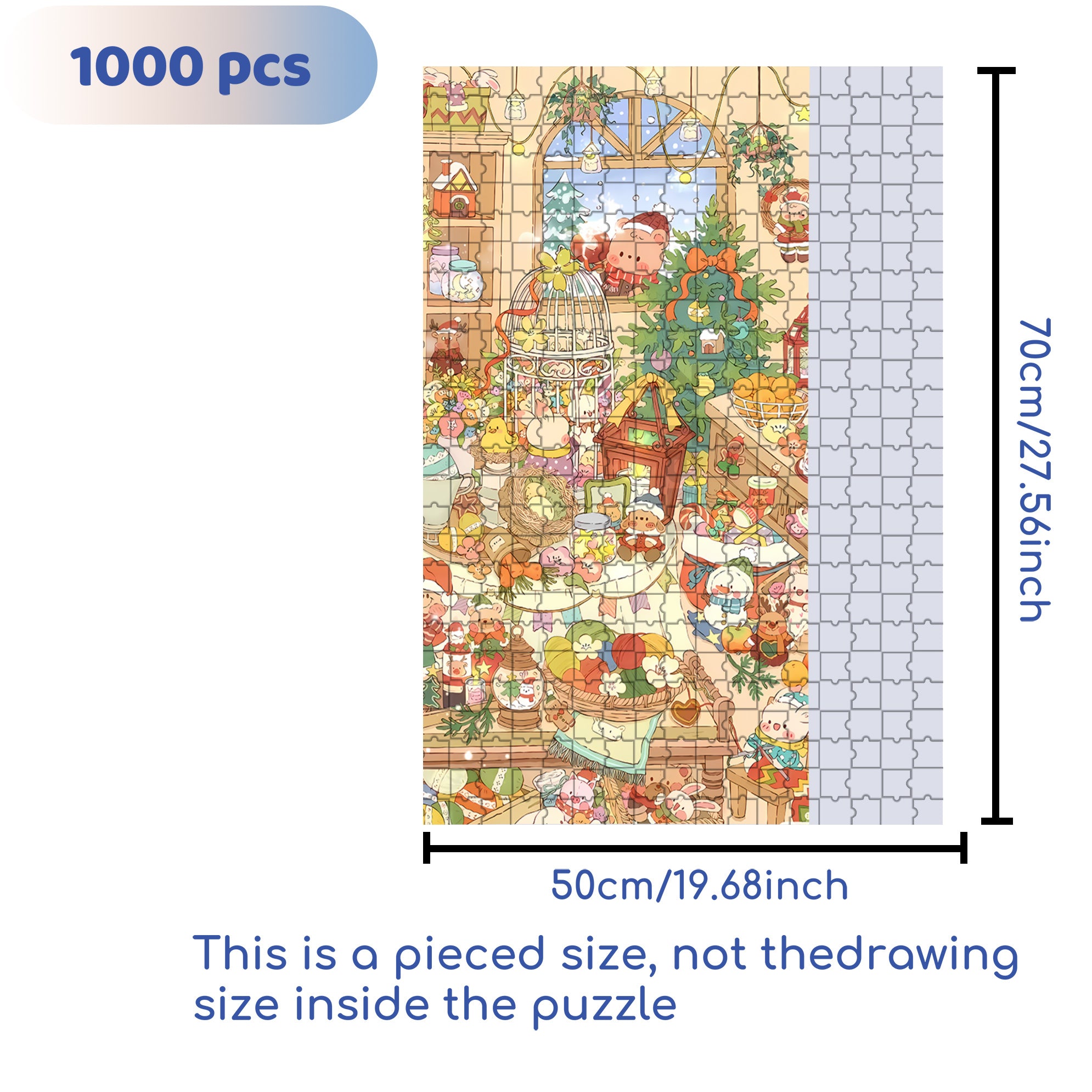 Merry And  Bright 500pcs/1000pcs Jigsaw Puzzle, Scratch-Resistant, Interactive Family Game & Brain-Boosting DIY Decor, Perfect for Halloween, Christmas & New Year Gifts, Family Puzzle Game