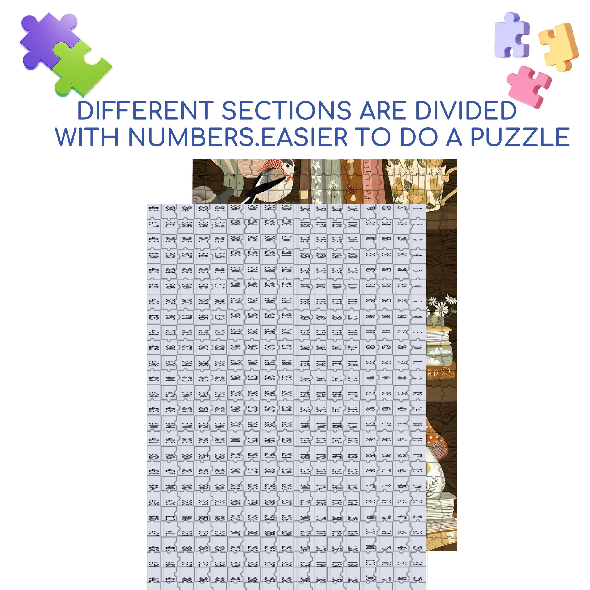 On The Bookshelf 500pcs/1000pcs Jigsaw Puzzle, Scratch-Resistant, Interactive Family Game & Brain-Boosting DIY Decor, Perfect for Halloween, Christmas & New Year Gifts, Family Puzzle Game