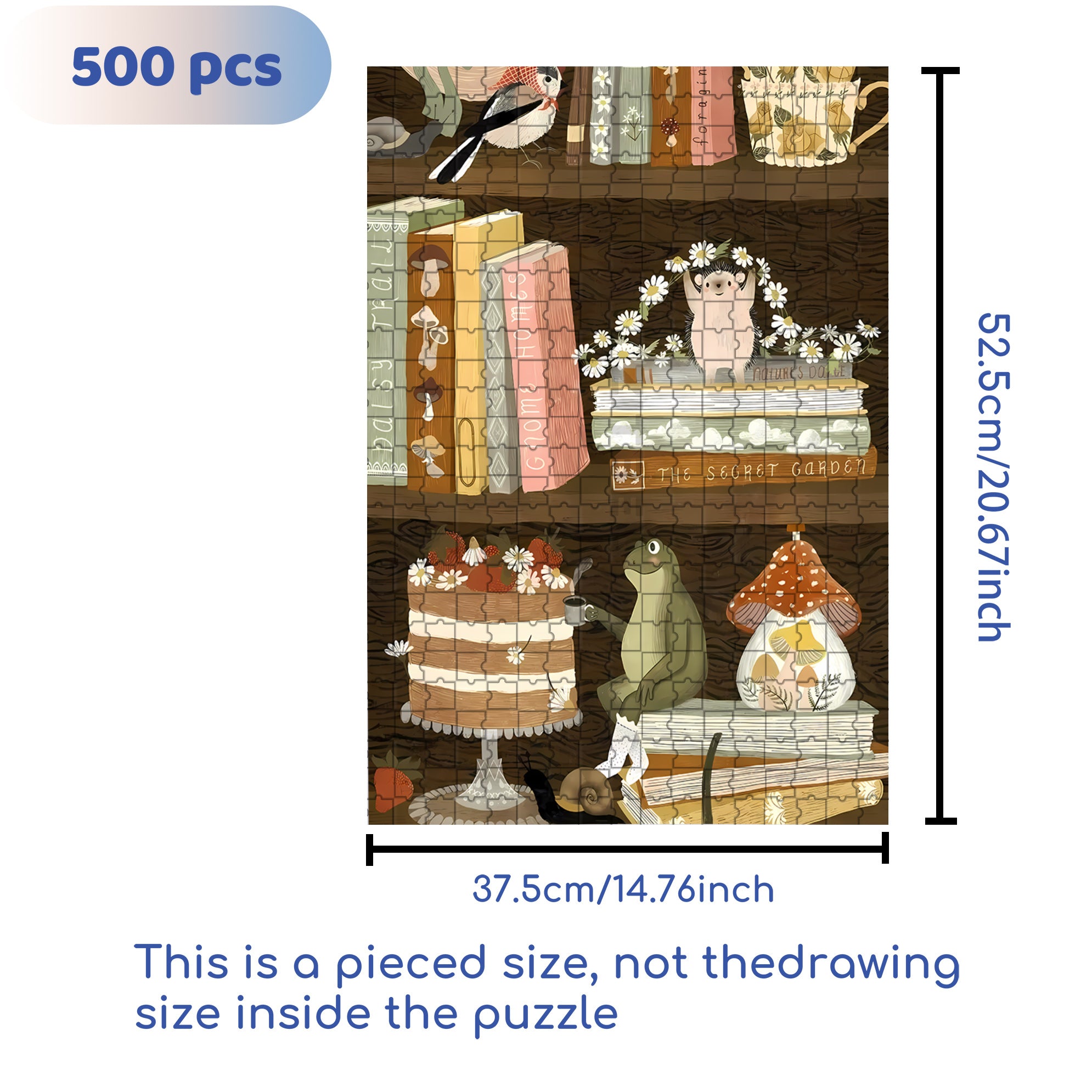 On The Bookshelf 500pcs/1000pcs Jigsaw Puzzle, Scratch-Resistant, Interactive Family Game & Brain-Boosting DIY Decor, Perfect for Halloween, Christmas & New Year Gifts, Family Puzzle Game