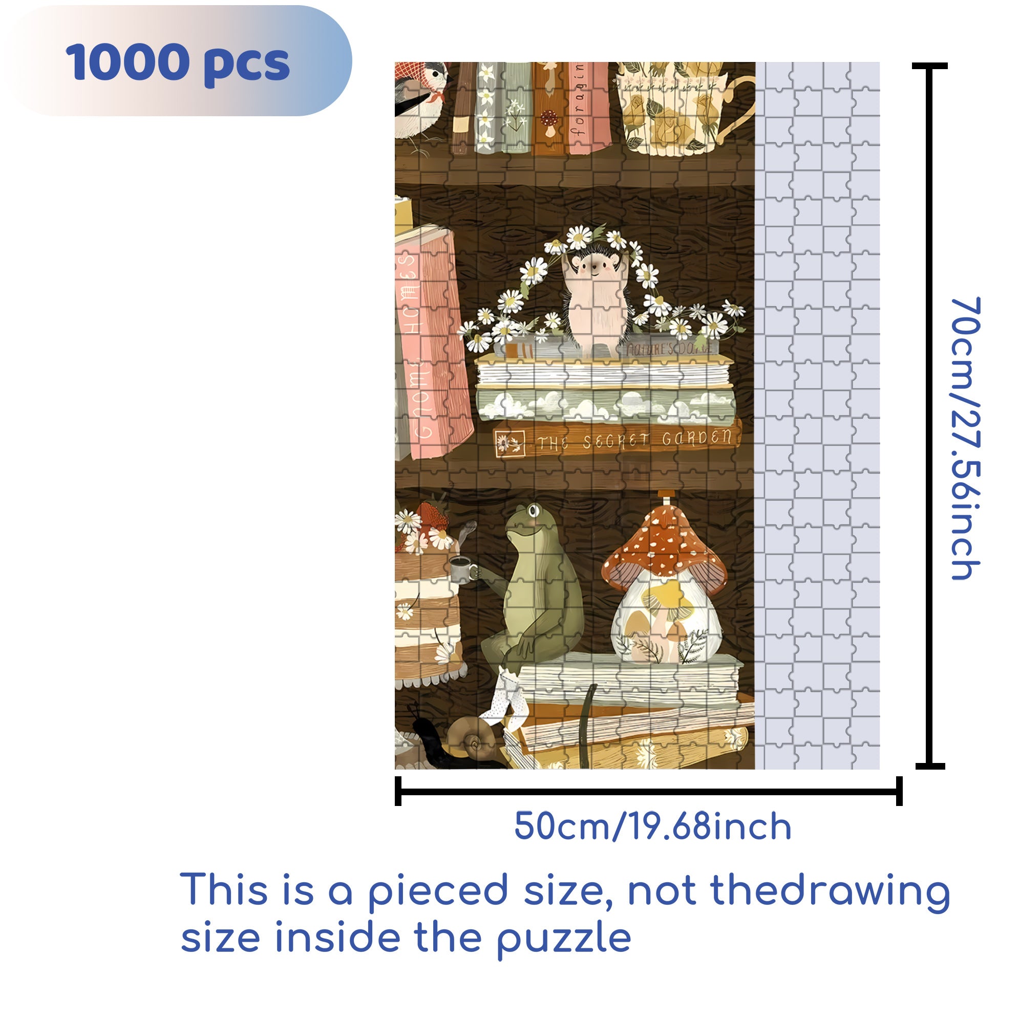 On The Bookshelf 500pcs/1000pcs Jigsaw Puzzle, Scratch-Resistant, Interactive Family Game & Brain-Boosting DIY Decor, Perfect for Halloween, Christmas & New Year Gifts, Family Puzzle Game
