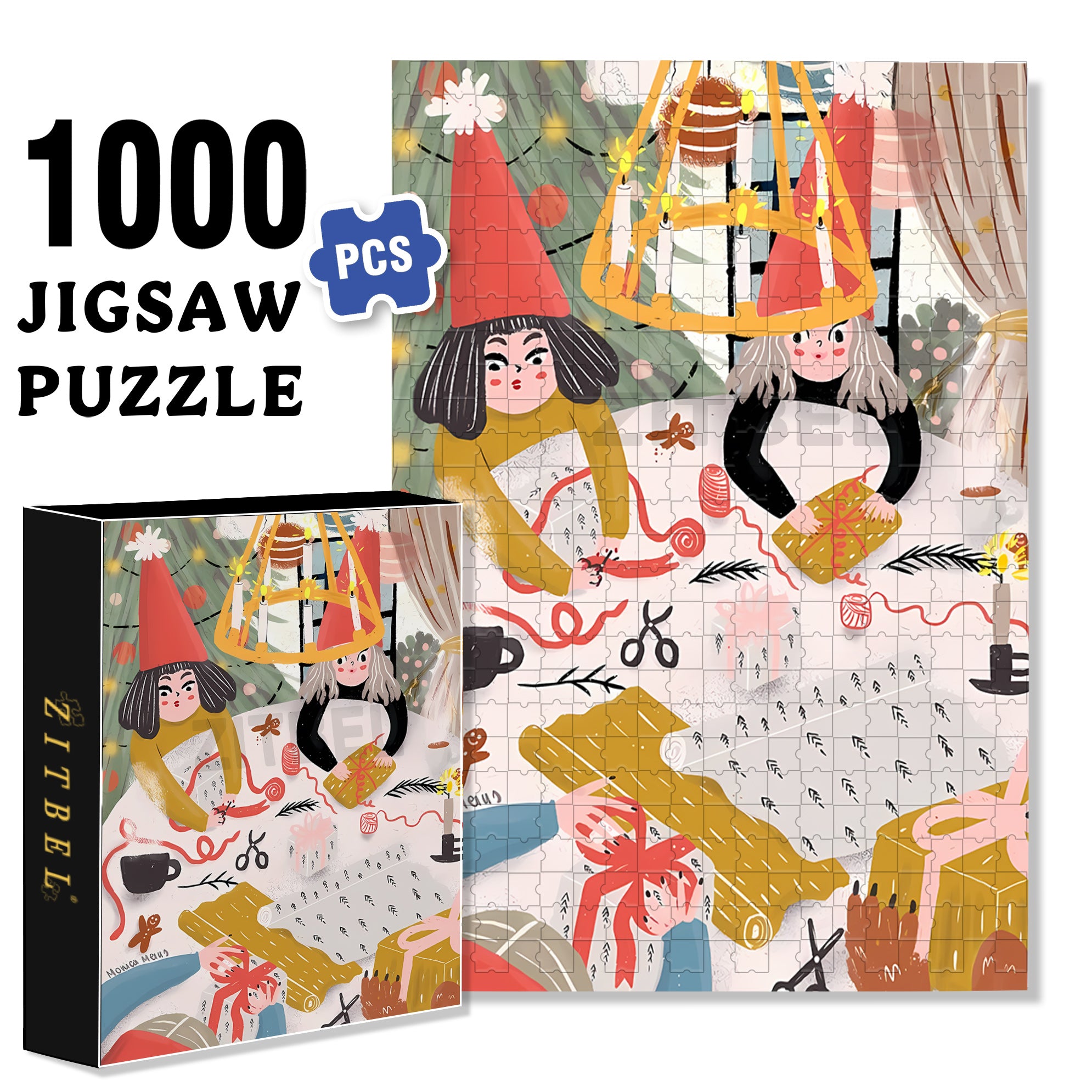 Packaging 500pcs/1000pcs Jigsaw Puzzle, Scratch-Resistant, Interactive Family Game & Brain-Boosting DIY Decor, Perfect for Halloween, Christmas & New Year Gifts, Family Puzzle Game