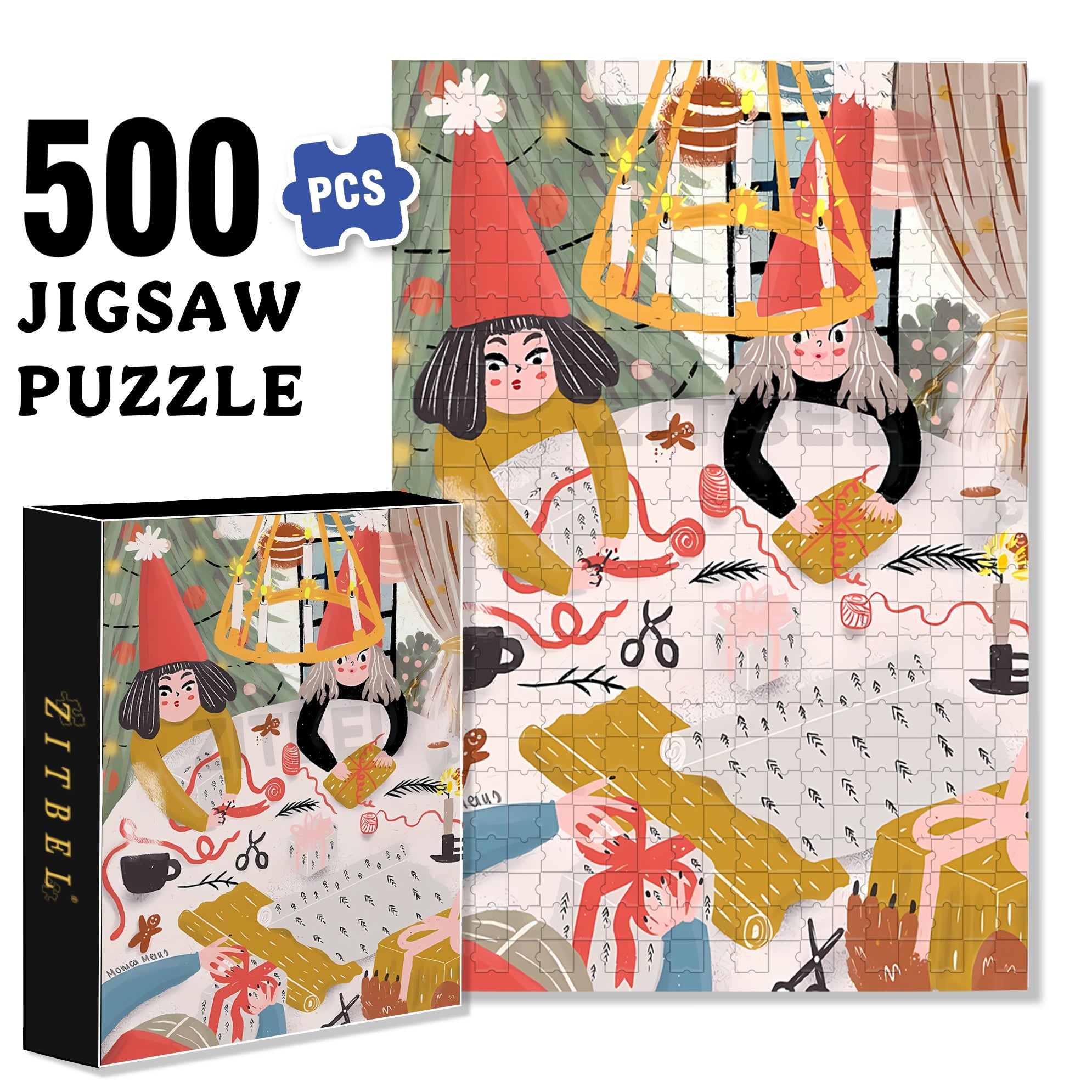 Packaging 500pcs/1000pcs Jigsaw Puzzle, Scratch-Resistant, Interactive Family Game & Brain-Boosting DIY Decor, Perfect for Halloween, Christmas & New Year Gifts, Family Puzzle Game
