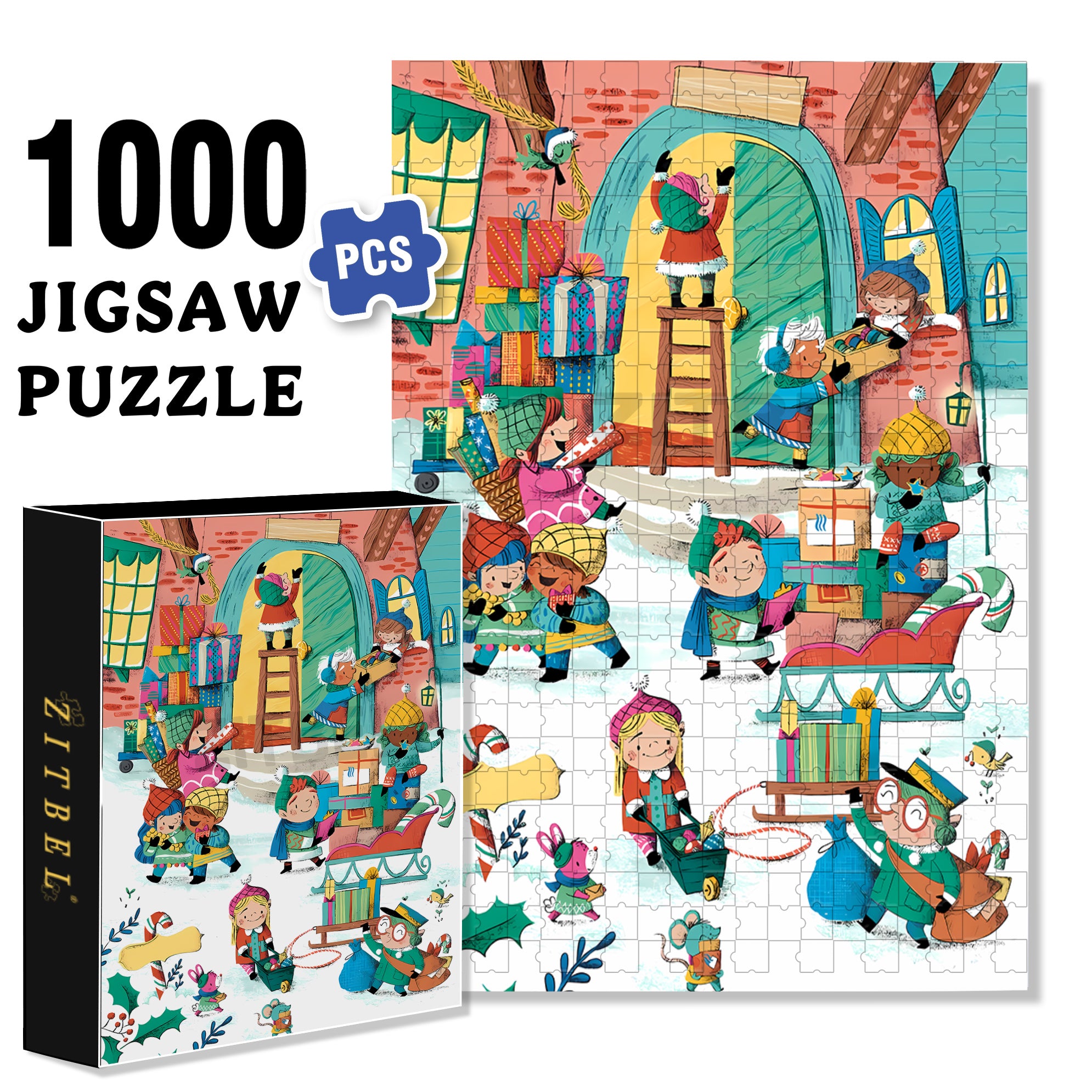 Play with snow! 500pcs/1000pcs Jigsaw Puzzle, Scratch-Resistant, Interactive Family Game & Brain-Boosting DIY Decor, Perfect for Halloween, Christmas & New Year Gifts, Family Puzzle Game