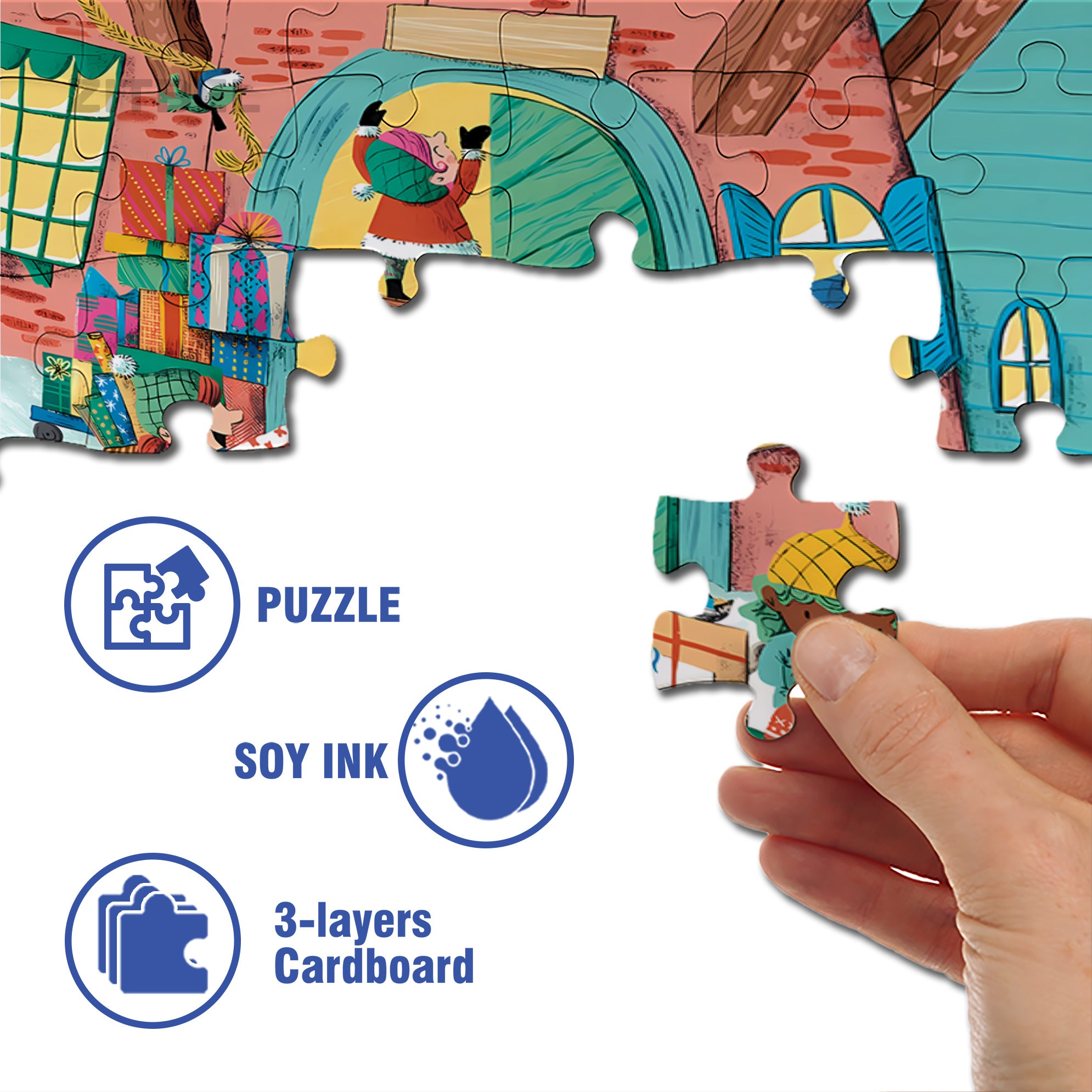 Play with snow! 500pcs/1000pcs Jigsaw Puzzle, Scratch-Resistant, Interactive Family Game & Brain-Boosting DIY Decor, Perfect for Halloween, Christmas & New Year Gifts, Family Puzzle Game