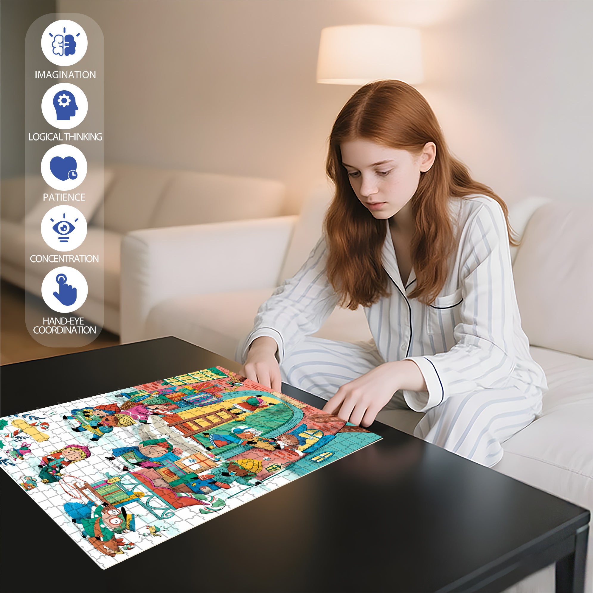 Play with snow! 500pcs/1000pcs Jigsaw Puzzle, Scratch-Resistant, Interactive Family Game & Brain-Boosting DIY Decor, Perfect for Halloween, Christmas & New Year Gifts, Family Puzzle Game