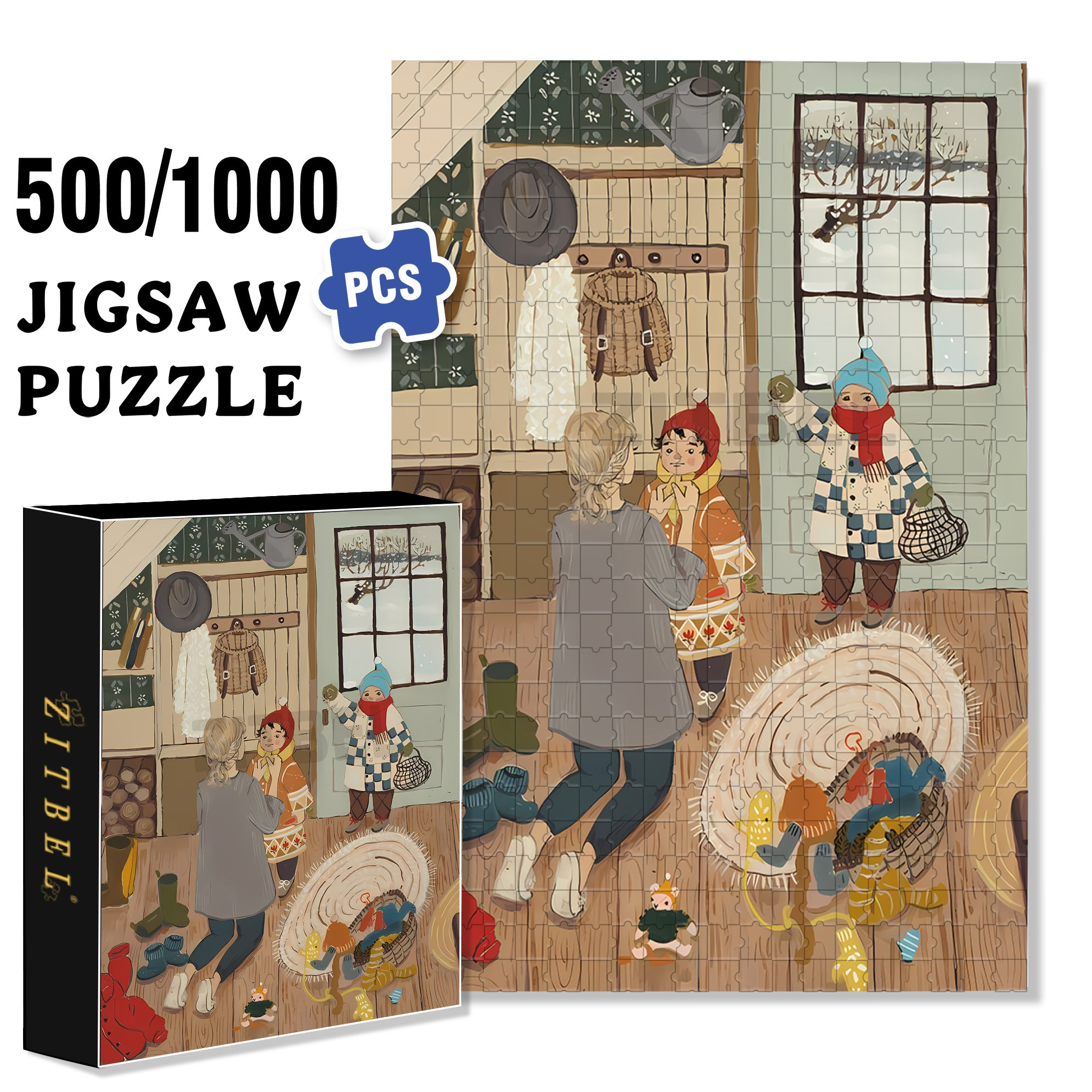 Preparation 500pcs/1000pcs Jigsaw Puzzle, Scratch-Resistant, Interactive Family Game & Brain-Boosting DIY Decor, Perfect for Halloween, Christmas & New Year Gifts, Family Puzzle Game