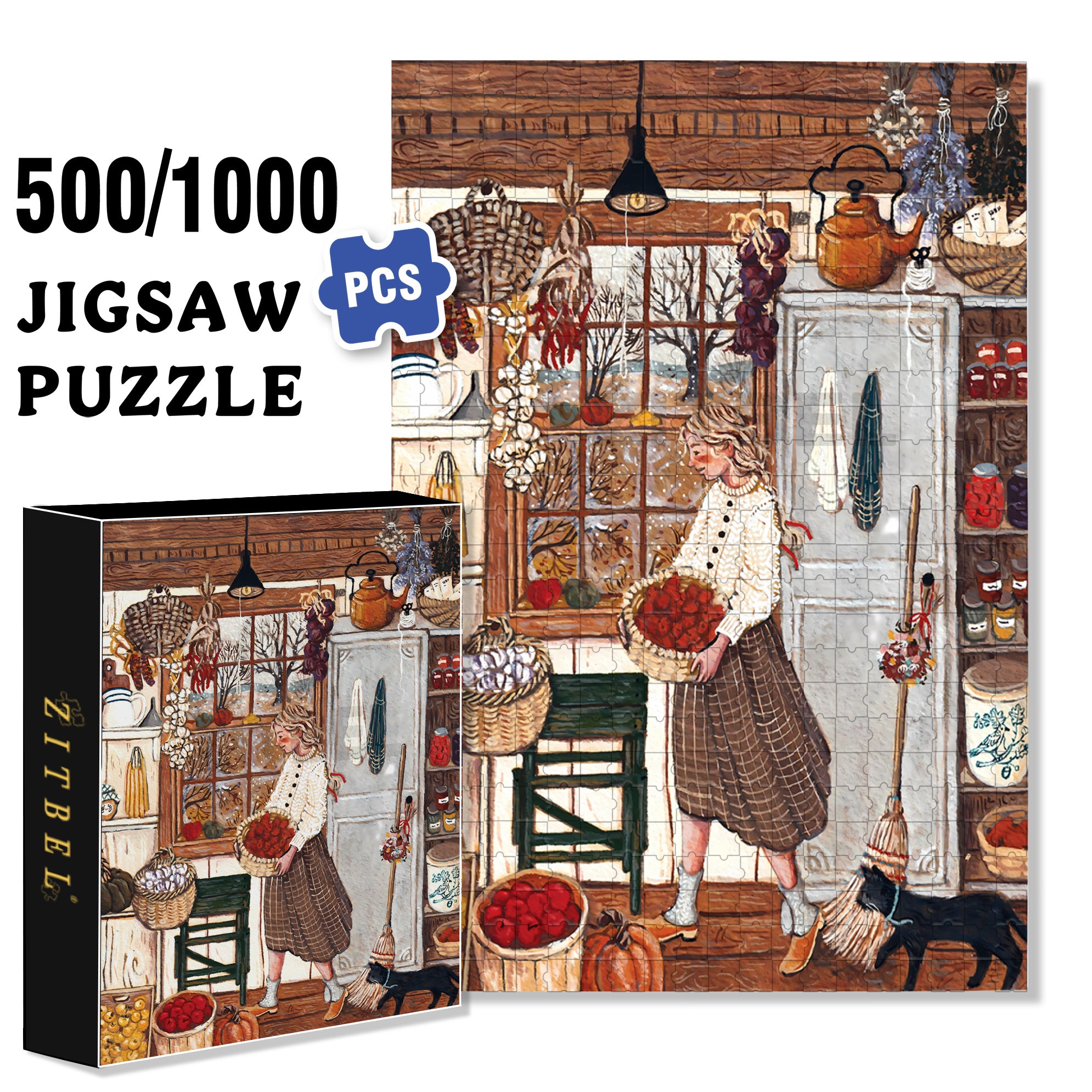 Put In Order 500pcs/1000pcs Jigsaw Puzzle, Scratch-Resistant, Interactive Family Game & Brain-Boosting DIY Decor, Perfect for Halloween, Christmas & New Year Gifts, Family Puzzle Game