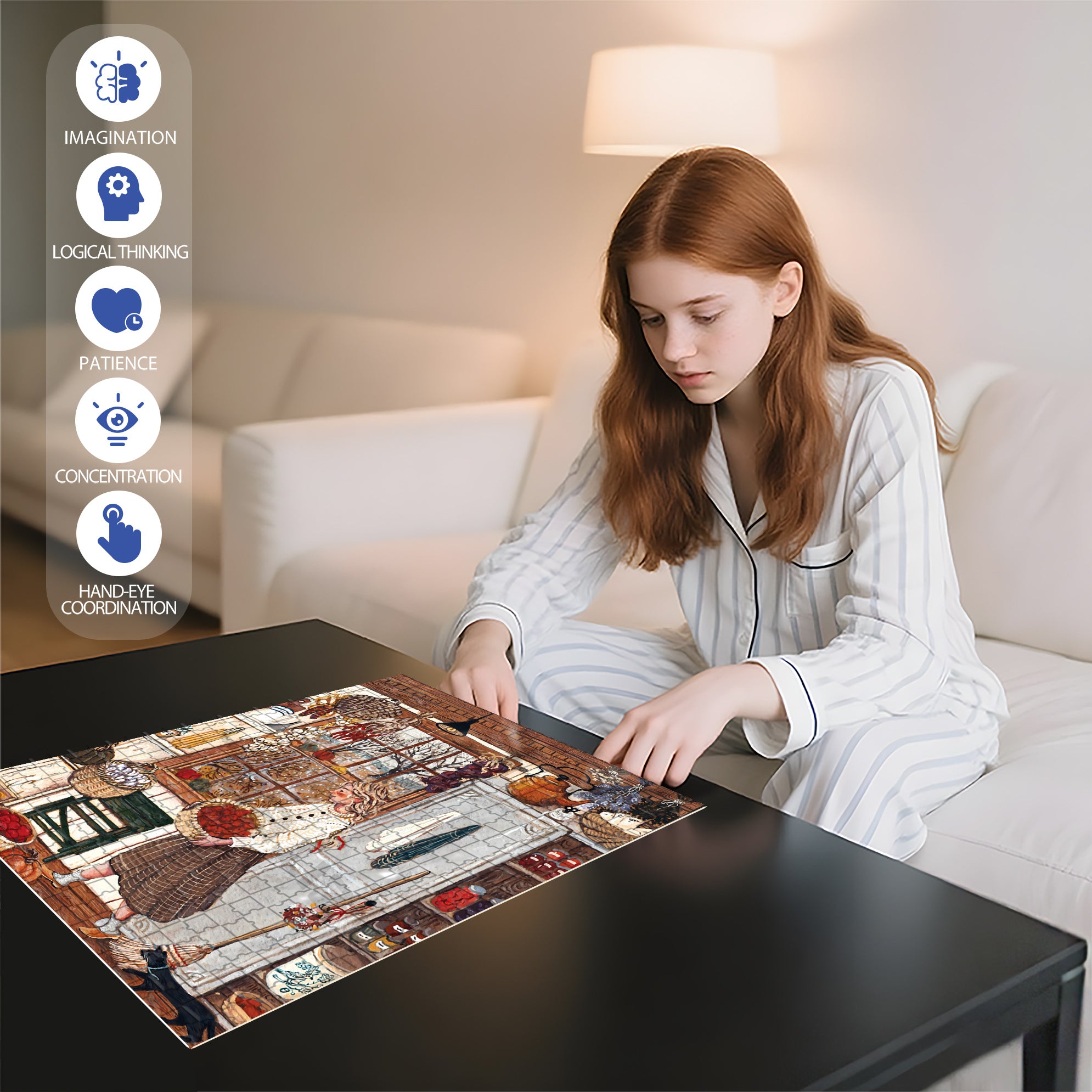 Put In Order 500pcs/1000pcs Jigsaw Puzzle, Scratch-Resistant, Interactive Family Game & Brain-Boosting DIY Decor, Perfect for Halloween, Christmas & New Year Gifts, Family Puzzle Game
