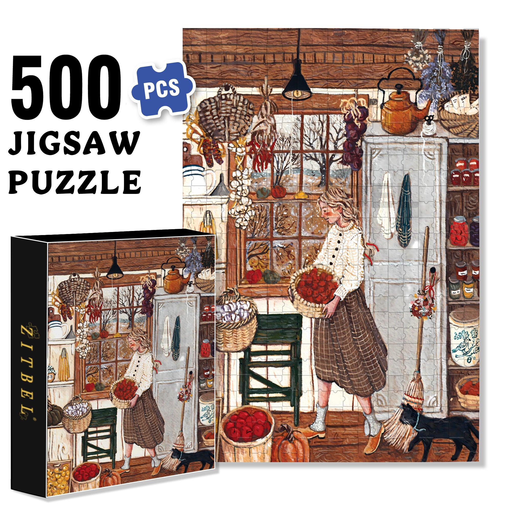 Put In Order 500pcs/1000pcs Jigsaw Puzzle, Scratch-Resistant, Interactive Family Game & Brain-Boosting DIY Decor, Perfect for Halloween, Christmas & New Year Gifts, Family Puzzle Game