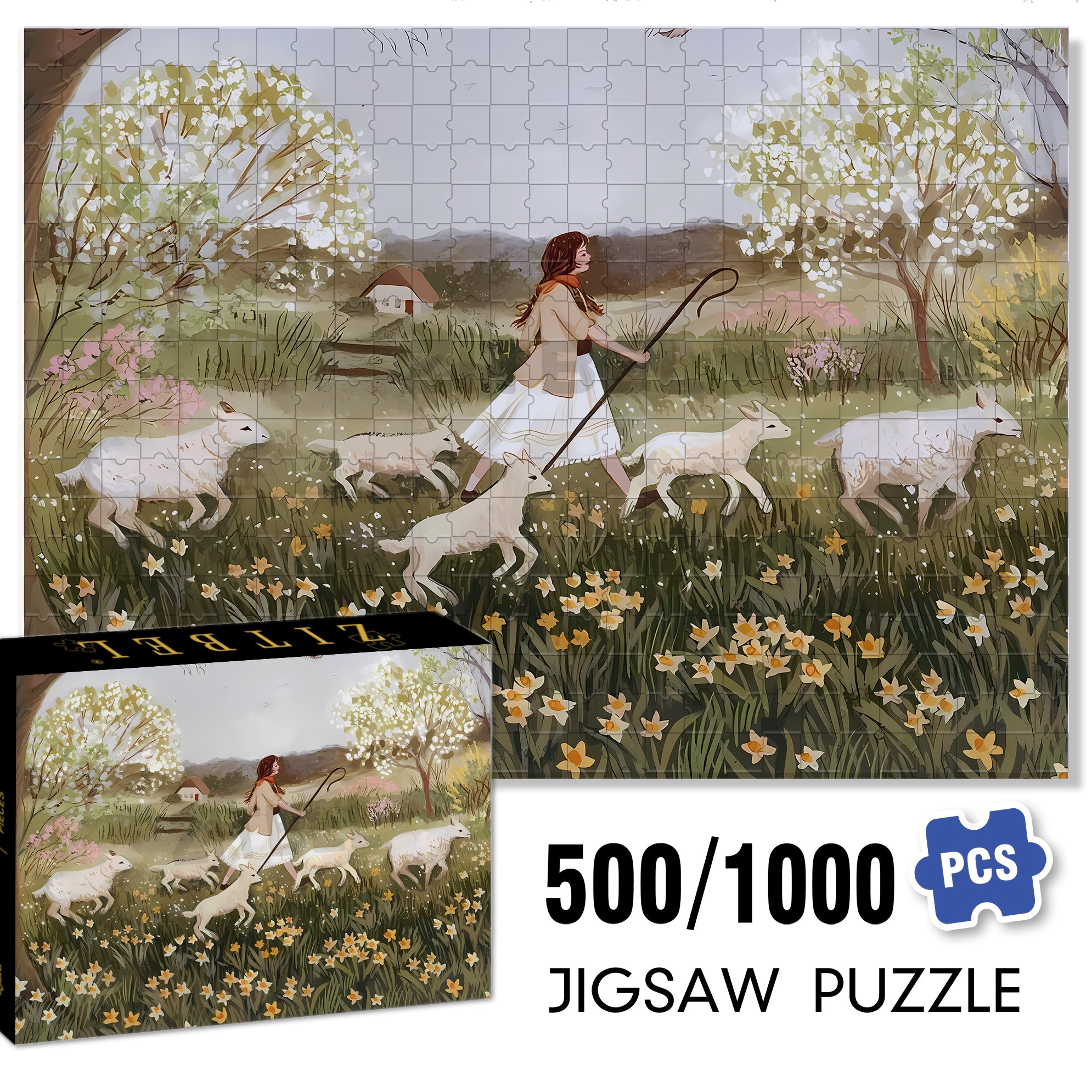 Sheepherder 500pcs/1000pcs Jigsaw Puzzle, Scratch-Resistant, Interactive Family Game & Brain-Boosting DIY Decor, Perfect for Halloween, Christmas & New Year Gifts, Family Puzzle Game