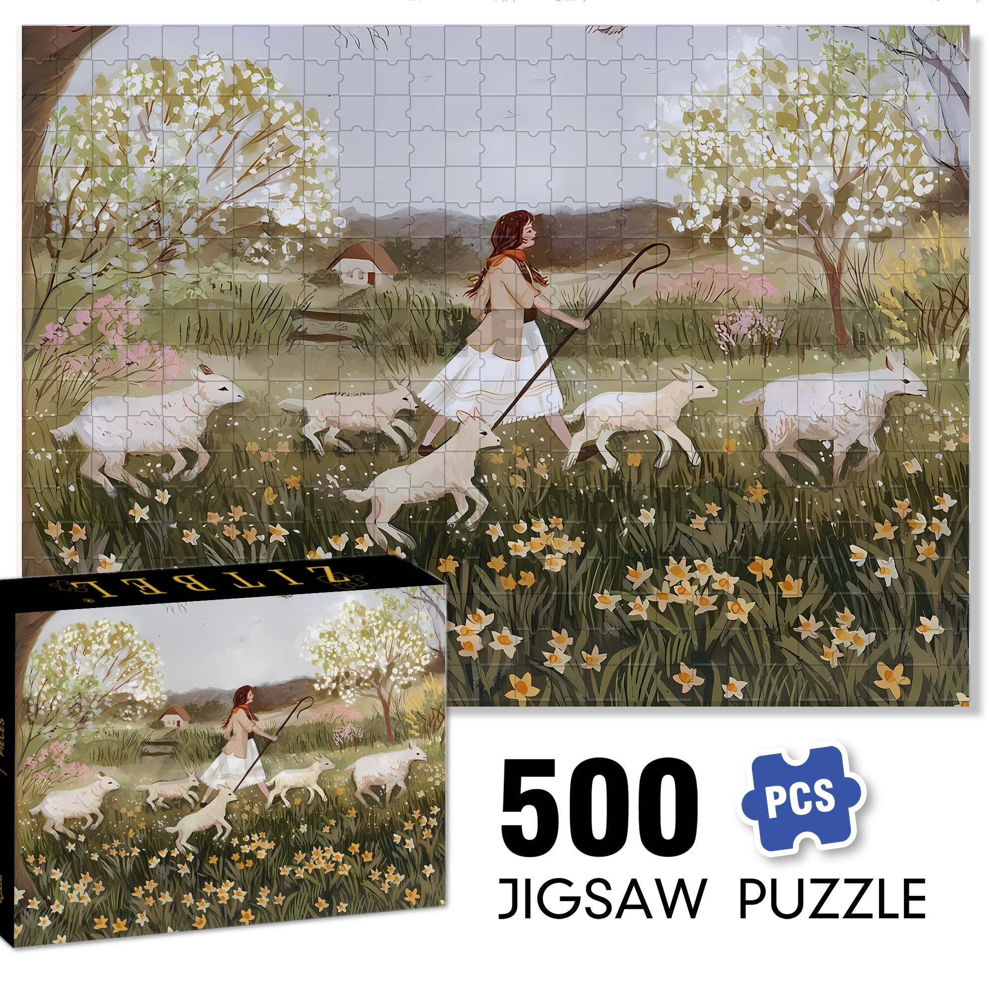 Sheepherder 500pcs/1000pcs Jigsaw Puzzle, Scratch-Resistant, Interactive Family Game & Brain-Boosting DIY Decor, Perfect for Halloween, Christmas & New Year Gifts, Family Puzzle Game