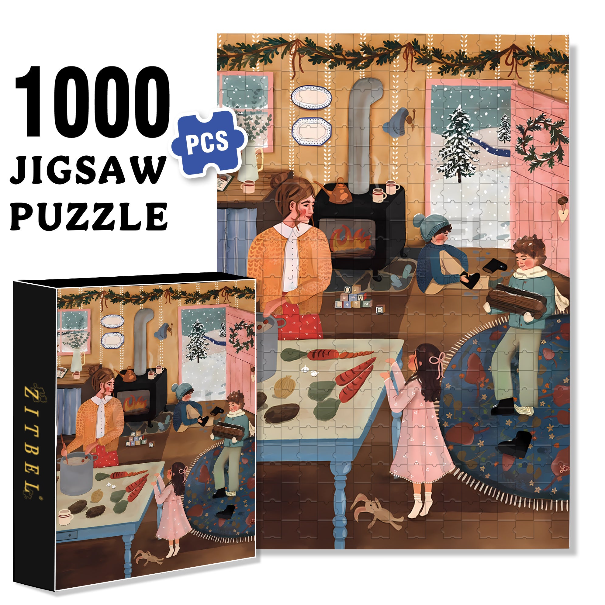 Snow Day 500pcs/1000pcs Jigsaw Puzzle, Scratch-Resistant, Interactive Family Game & Brain-Boosting DIY Decor, Perfect for Halloween, Christmas & New Year Gifts, Family Puzzle Game