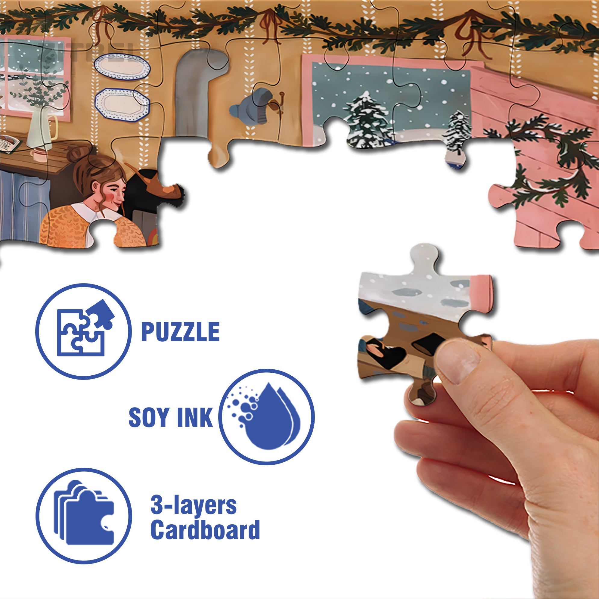Snow Day 500pcs/1000pcs Jigsaw Puzzle, Scratch-Resistant, Interactive Family Game & Brain-Boosting DIY Decor, Perfect for Halloween, Christmas & New Year Gifts, Family Puzzle Game