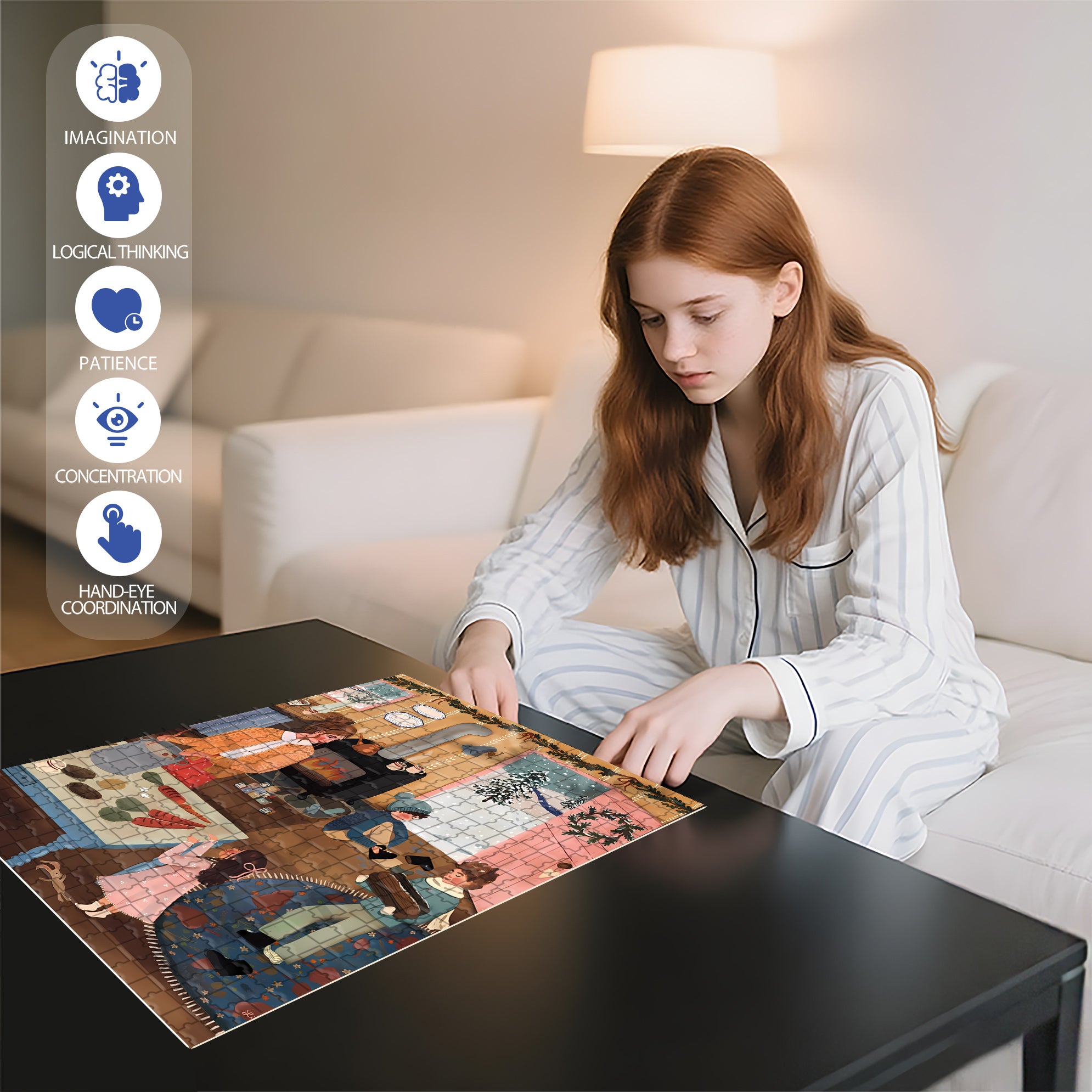 Snow Day 500pcs/1000pcs Jigsaw Puzzle, Scratch-Resistant, Interactive Family Game & Brain-Boosting DIY Decor, Perfect for Halloween, Christmas & New Year Gifts, Family Puzzle Game