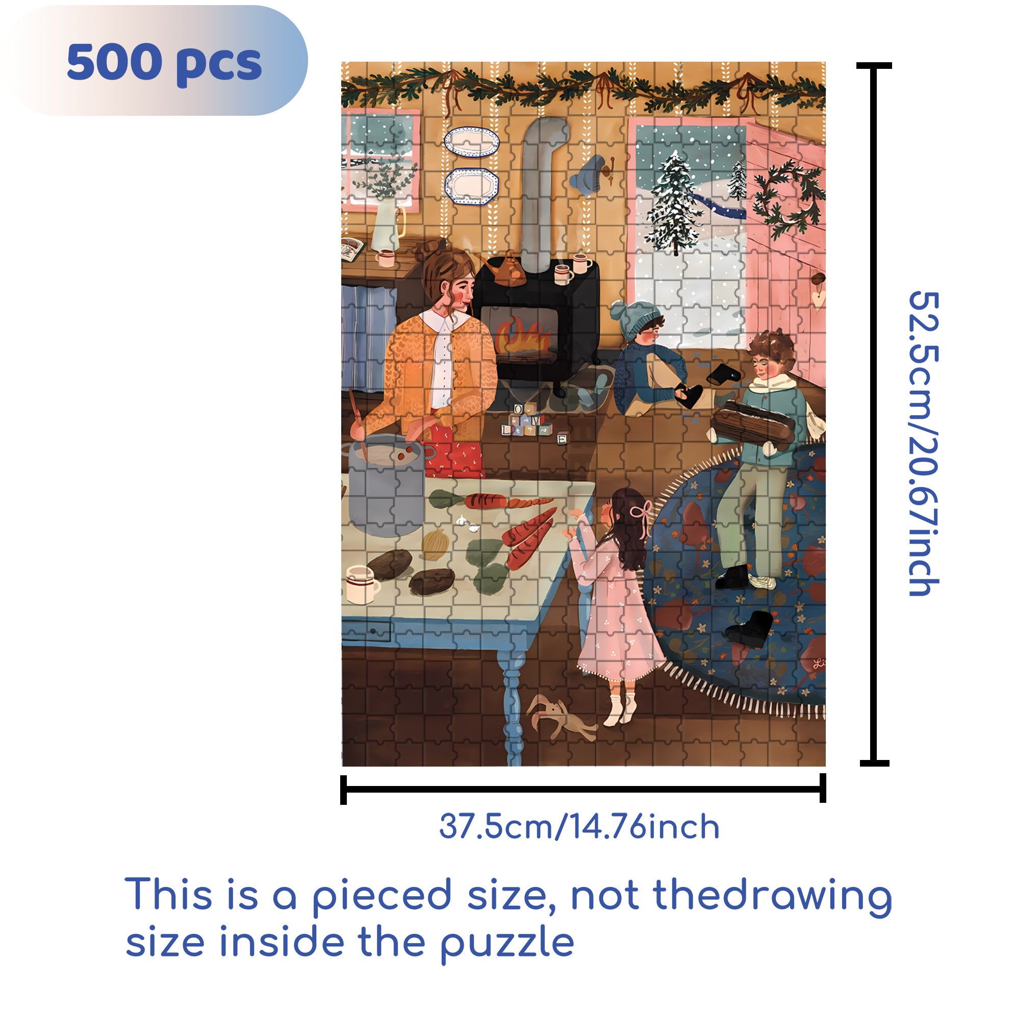 Snow Day 500pcs/1000pcs Jigsaw Puzzle, Scratch-Resistant, Interactive Family Game & Brain-Boosting DIY Decor, Perfect for Halloween, Christmas & New Year Gifts, Family Puzzle Game