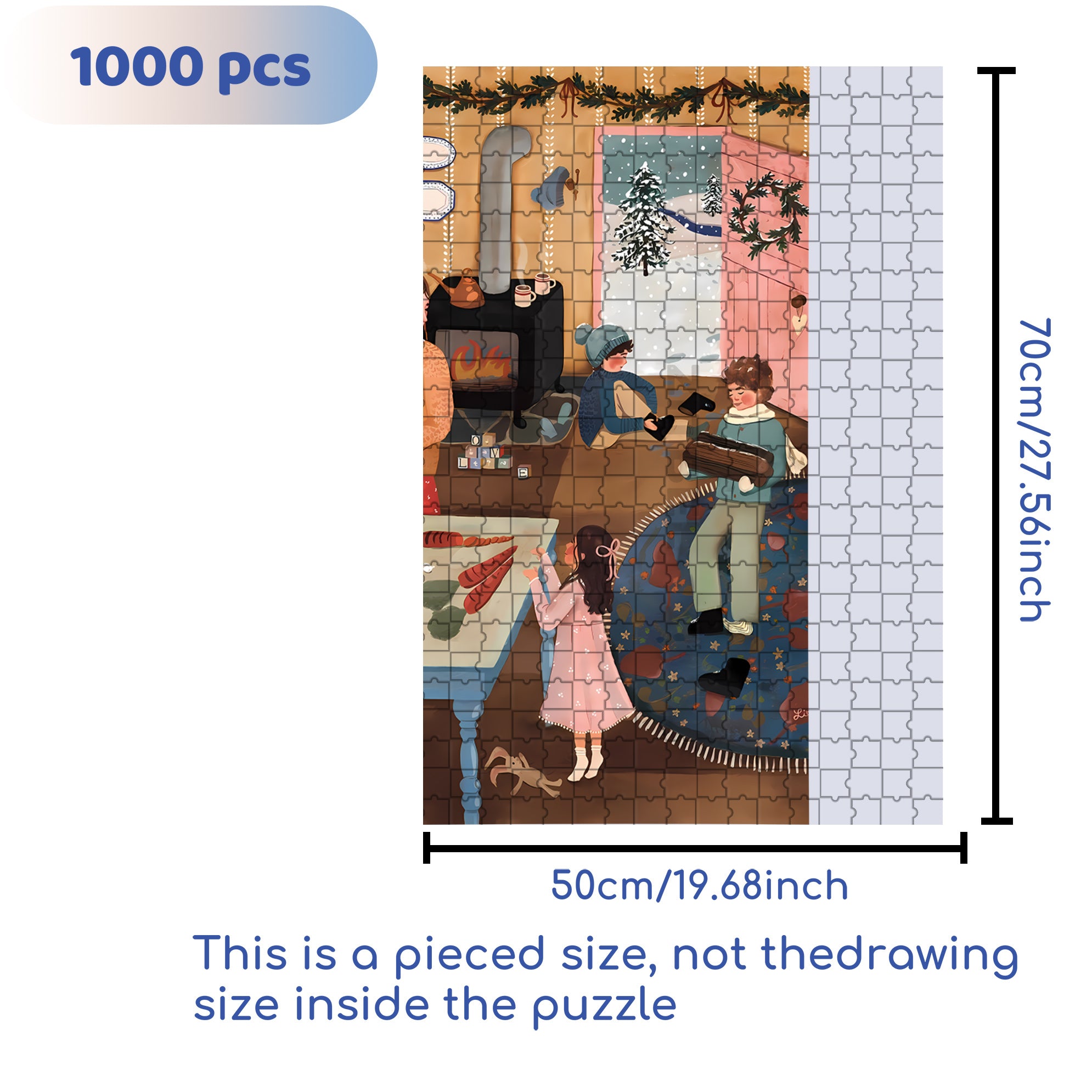 Snow Day 500pcs/1000pcs Jigsaw Puzzle, Scratch-Resistant, Interactive Family Game & Brain-Boosting DIY Decor, Perfect for Halloween, Christmas & New Year Gifts, Family Puzzle Game