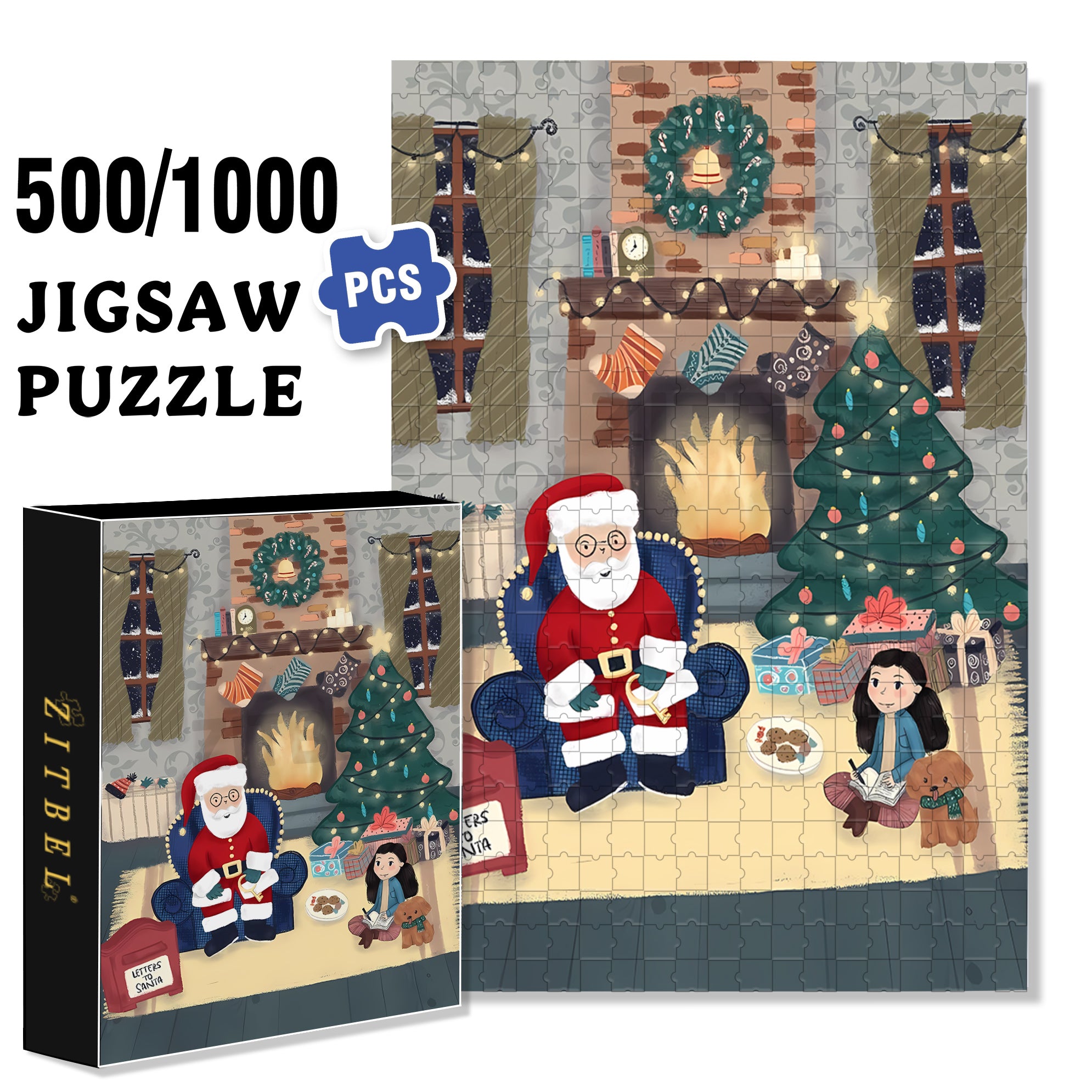 Snowy Night 500pcs/1000pcs Jigsaw Puzzle, Scratch-Resistant, Interactive Family Game & Brain-Boosting DIY Decor, Perfect for Halloween, Christmas & New Year Gifts, Family Puzzle Game