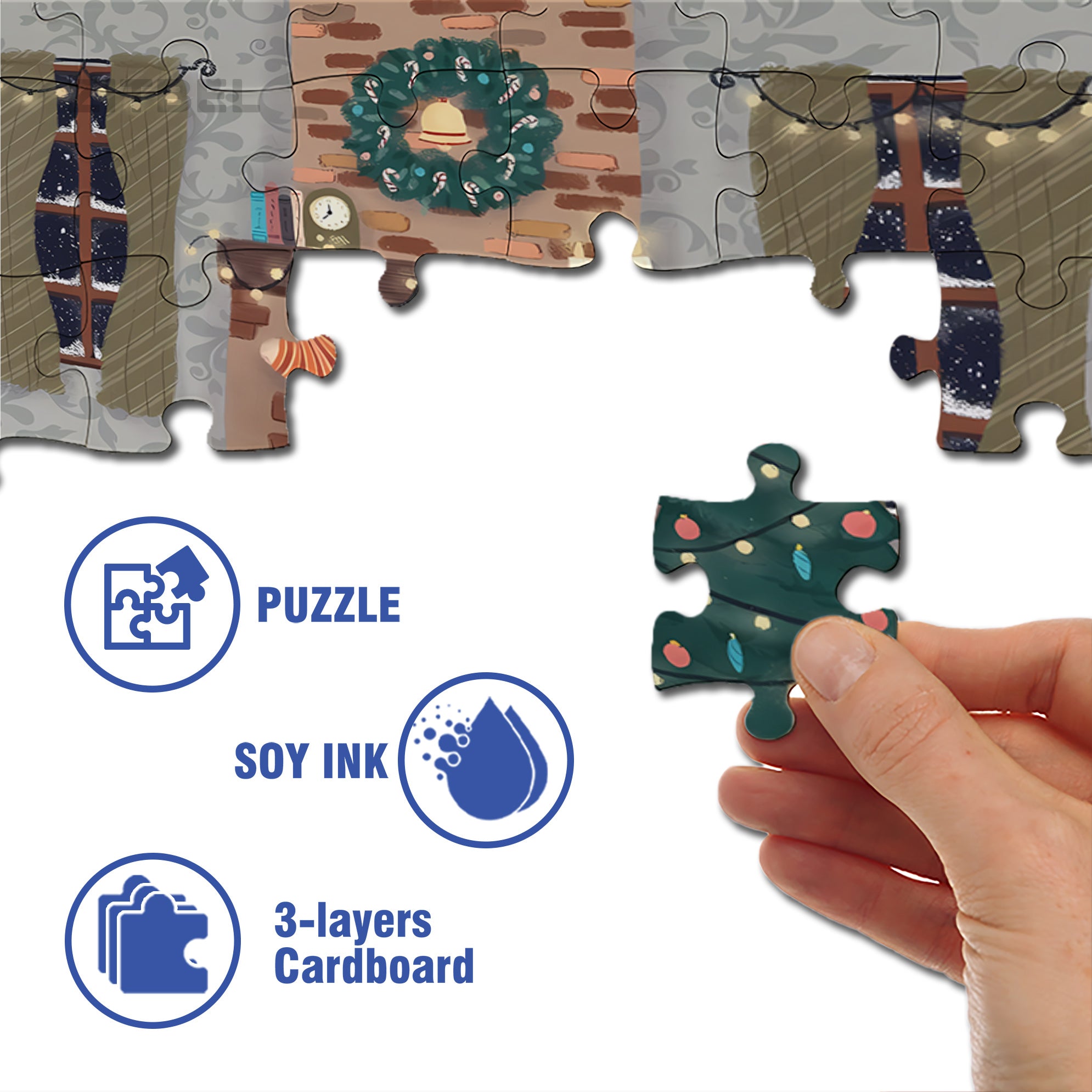 Snowy Night 500pcs/1000pcs Jigsaw Puzzle, Scratch-Resistant, Interactive Family Game & Brain-Boosting DIY Decor, Perfect for Halloween, Christmas & New Year Gifts, Family Puzzle Game