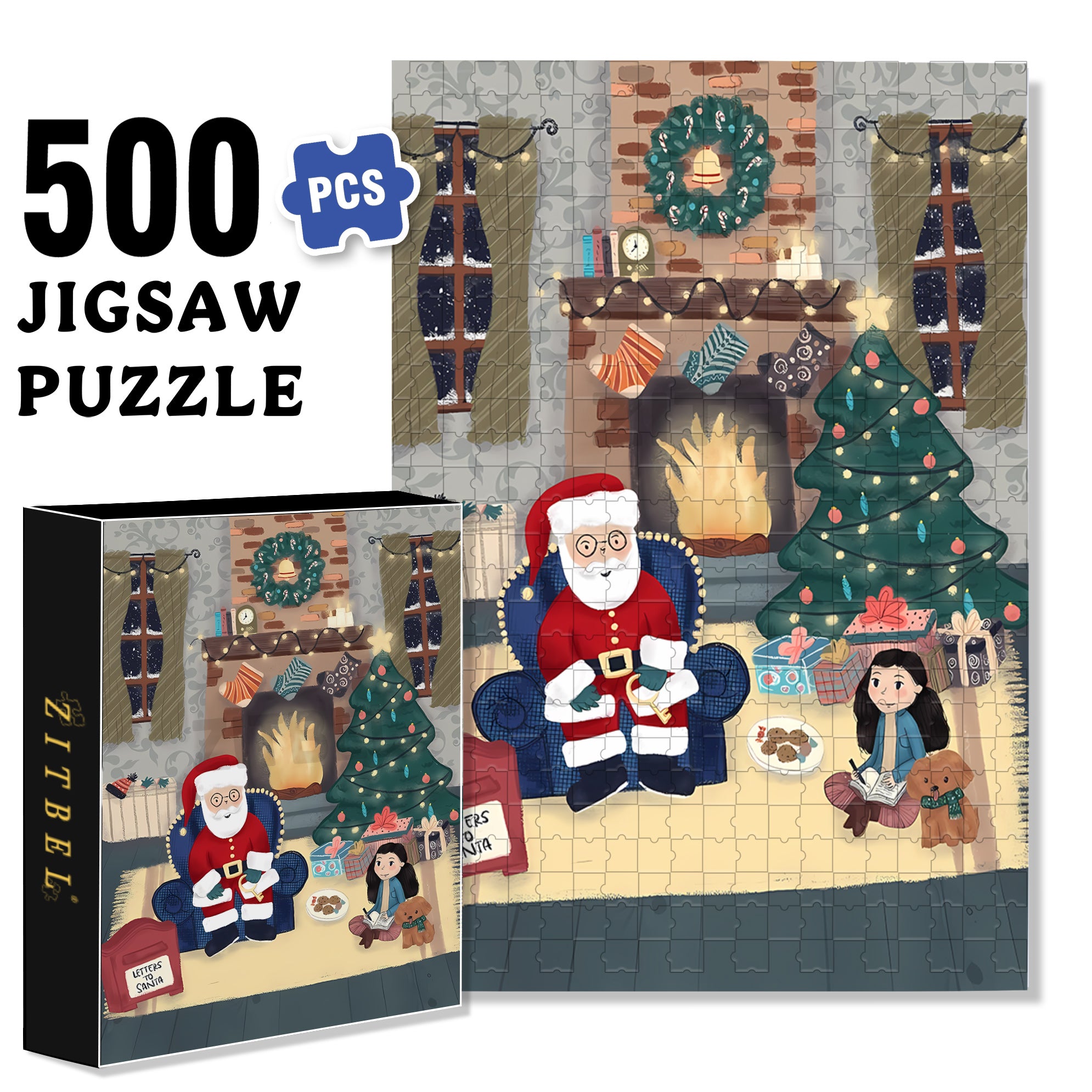 Snowy Night 500pcs/1000pcs Jigsaw Puzzle, Scratch-Resistant, Interactive Family Game & Brain-Boosting DIY Decor, Perfect for Halloween, Christmas & New Year Gifts, Family Puzzle Game