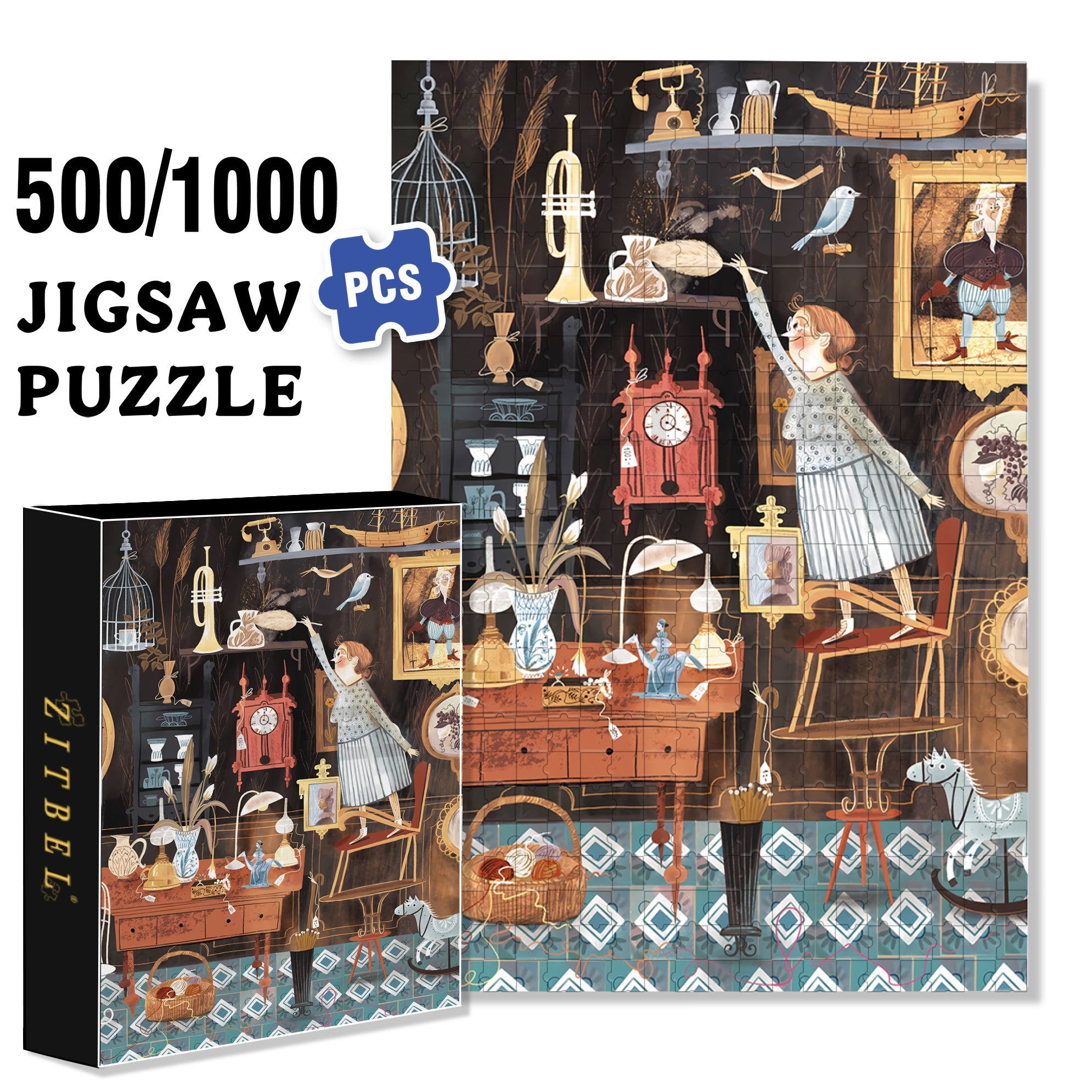 Sweep 500pcs/1000pcs Jigsaw Puzzle, Scratch-Resistant, Interactive Family Game & Brain-Boosting DIY Decor, Perfect for Halloween, Christmas & New Year Gifts, Family Puzzle Game