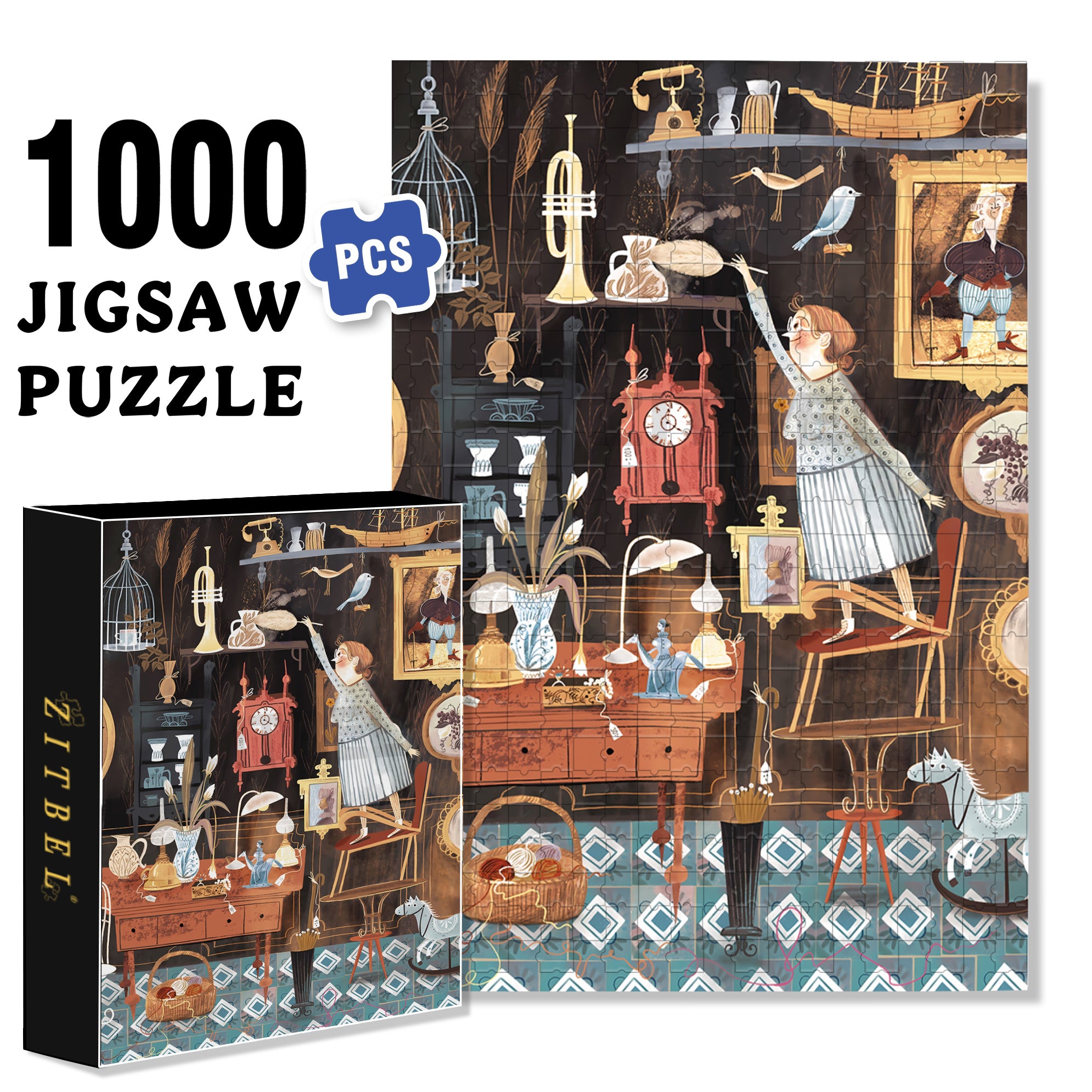 Sweep 500pcs/1000pcs Jigsaw Puzzle, Scratch-Resistant, Interactive Family Game & Brain-Boosting DIY Decor, Perfect for Halloween, Christmas & New Year Gifts, Family Puzzle Game