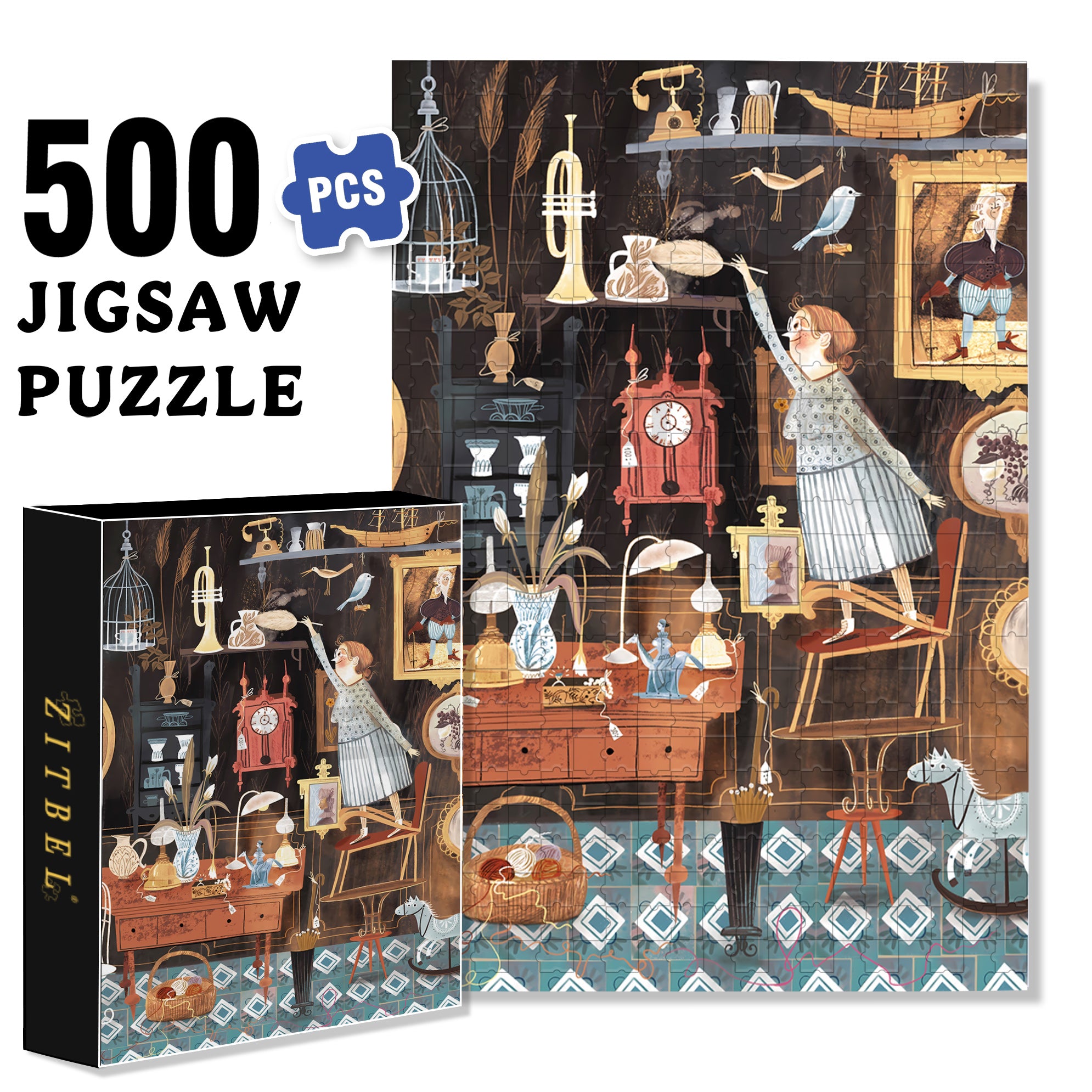 Sweep 500pcs/1000pcs Jigsaw Puzzle, Scratch-Resistant, Interactive Family Game & Brain-Boosting DIY Decor, Perfect for Halloween, Christmas & New Year Gifts, Family Puzzle Game