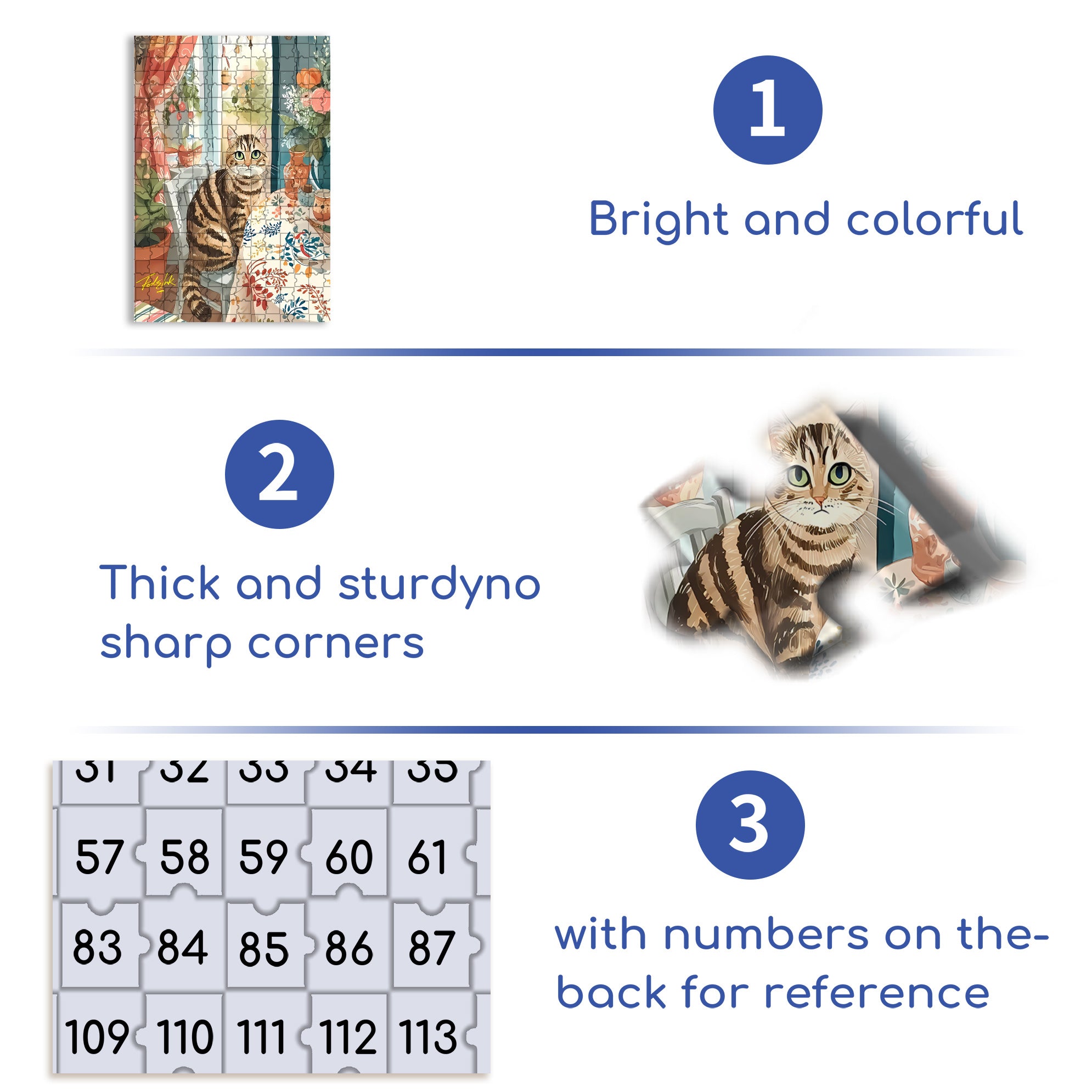 Tabby Cat 500pcs/1000pcs Jigsaw Puzzle, Scratch-Resistant, Interactive Family Game & Brain-Boosting DIY Decor, Perfect for Halloween, Christmas & New Year Gifts, Family Puzzle Game