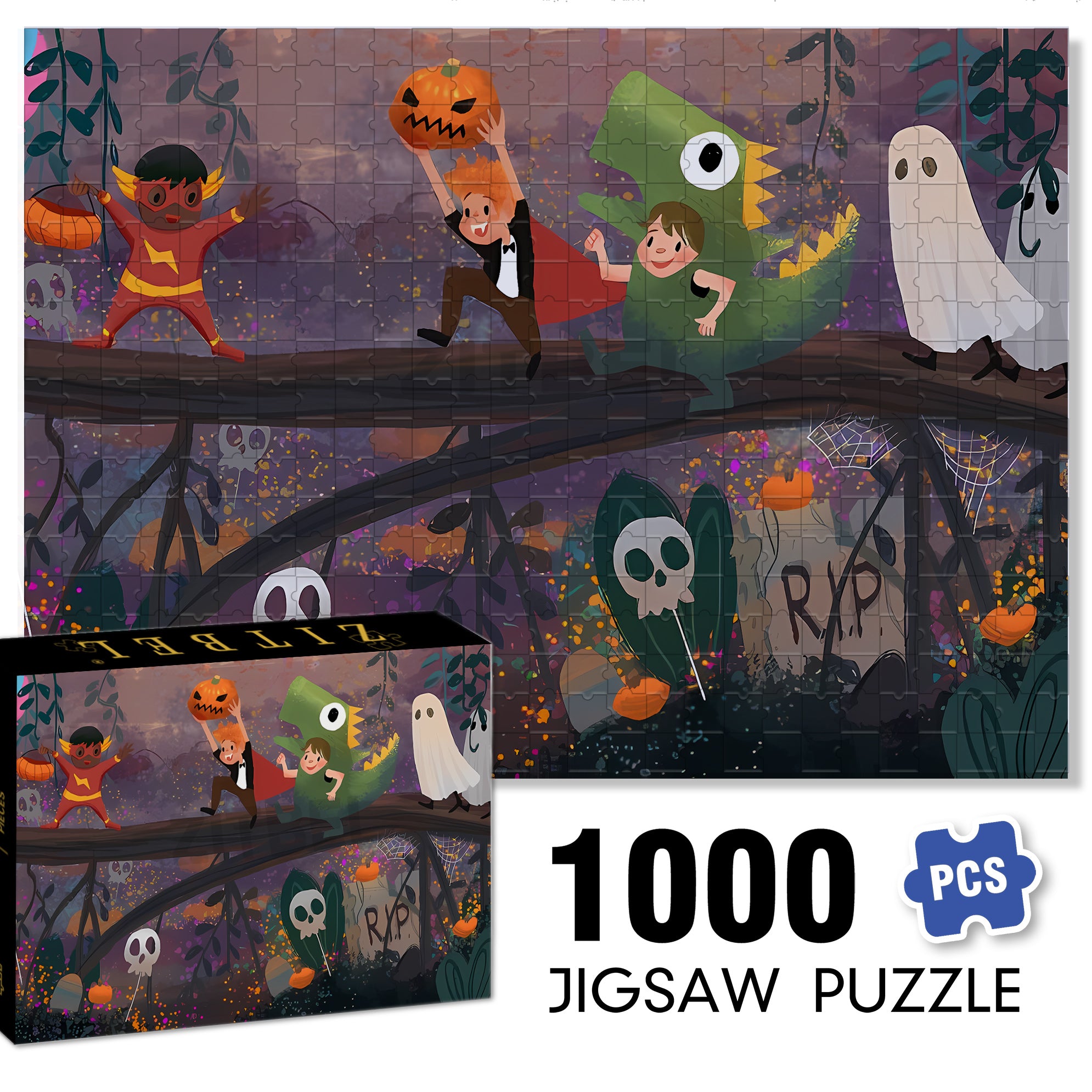 All Hallows' Eve 500pcs/1000pcs Jigsaw Puzzle, Scratch-Resistant, Interactive Family Game & Brain-Boosting DIY Decor, Perfect for Halloween, Christmas & New Year Gifts, Family Puzzle Game