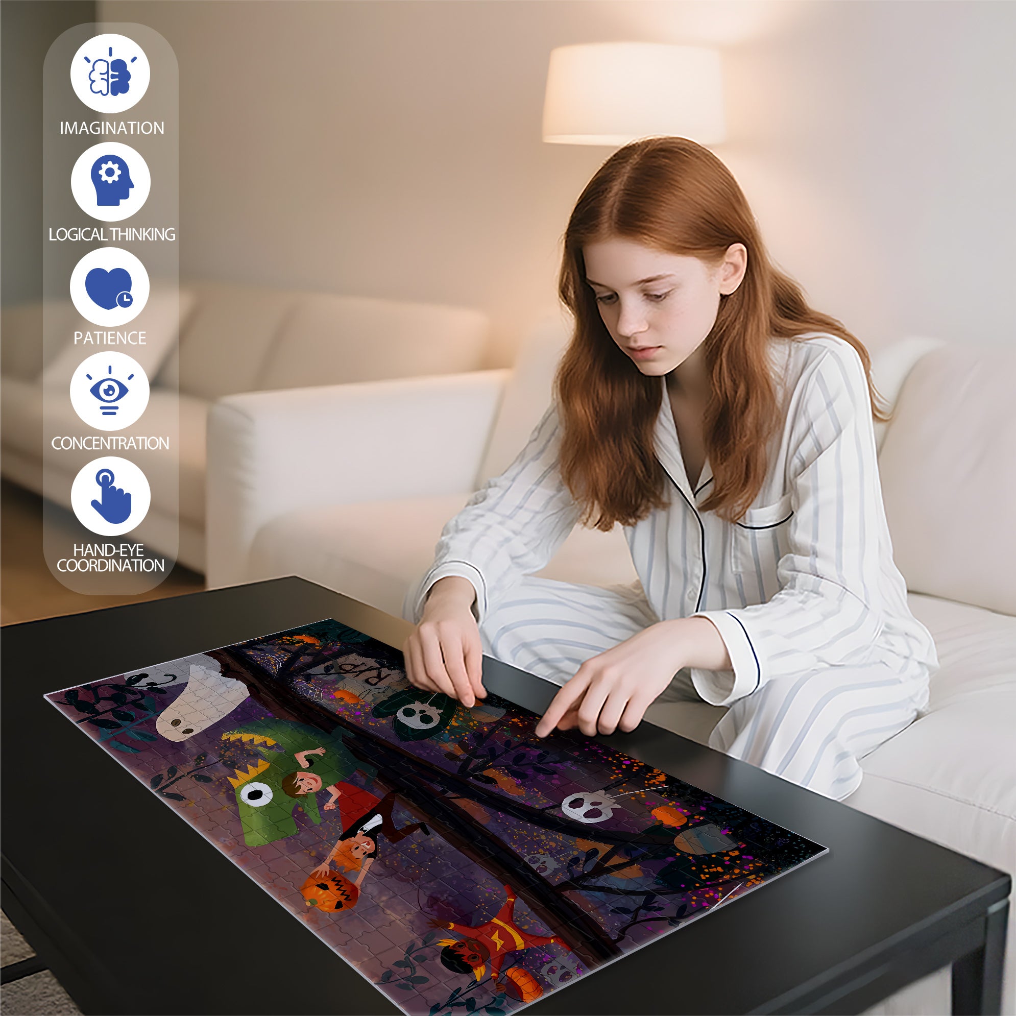All Hallows' Eve 500pcs/1000pcs Jigsaw Puzzle, Scratch-Resistant, Interactive Family Game & Brain-Boosting DIY Decor, Perfect for Halloween, Christmas & New Year Gifts, Family Puzzle Game