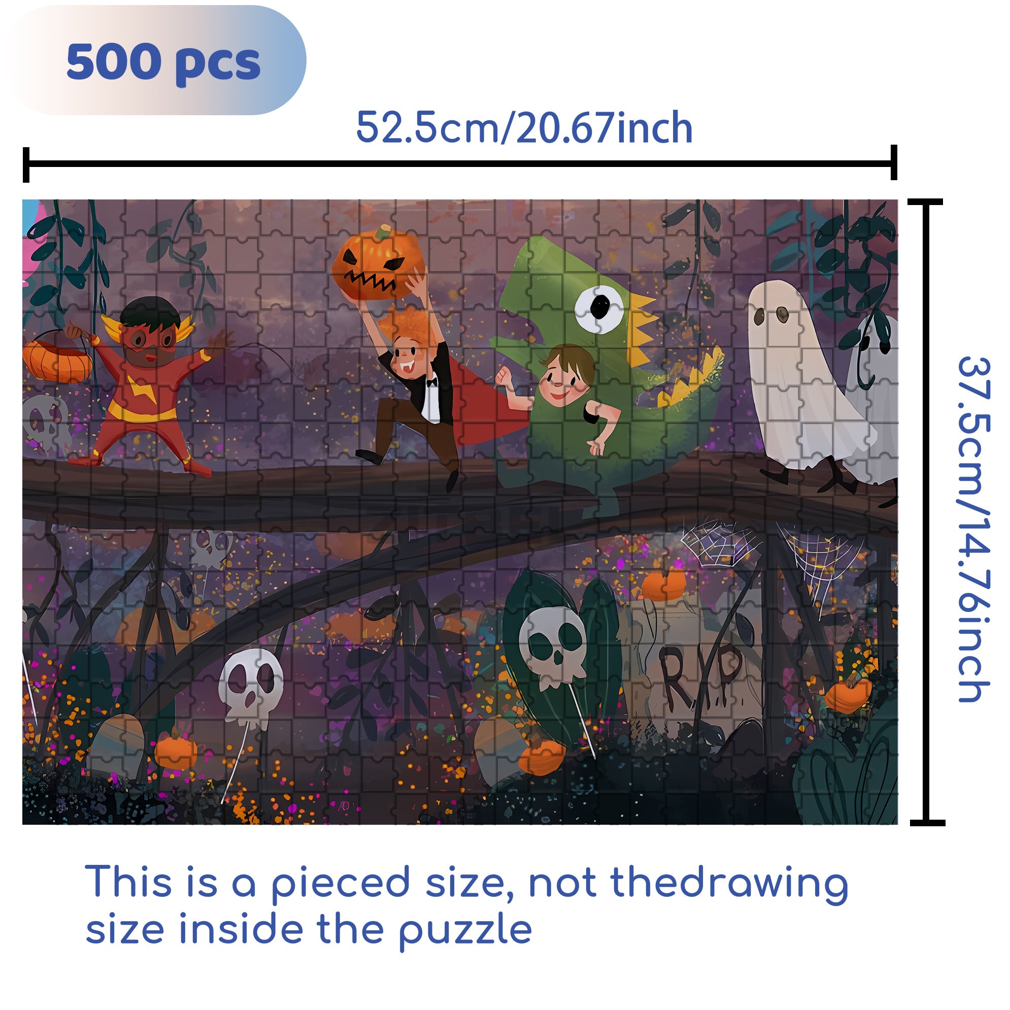 All Hallows' Eve 500pcs/1000pcs Jigsaw Puzzle, Scratch-Resistant, Interactive Family Game & Brain-Boosting DIY Decor, Perfect for Halloween, Christmas & New Year Gifts, Family Puzzle Game