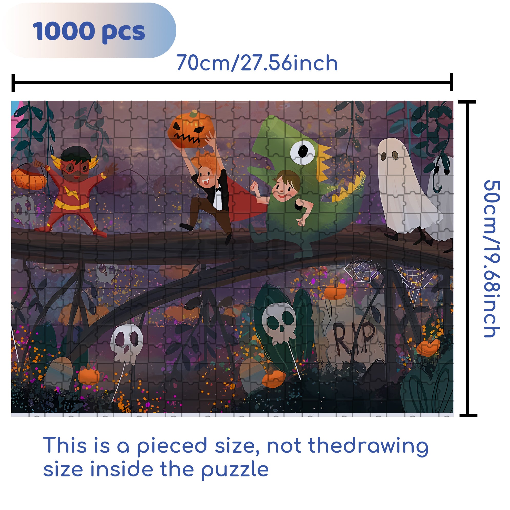 All Hallows' Eve 500pcs/1000pcs Jigsaw Puzzle, Scratch-Resistant, Interactive Family Game & Brain-Boosting DIY Decor, Perfect for Halloween, Christmas & New Year Gifts, Family Puzzle Game