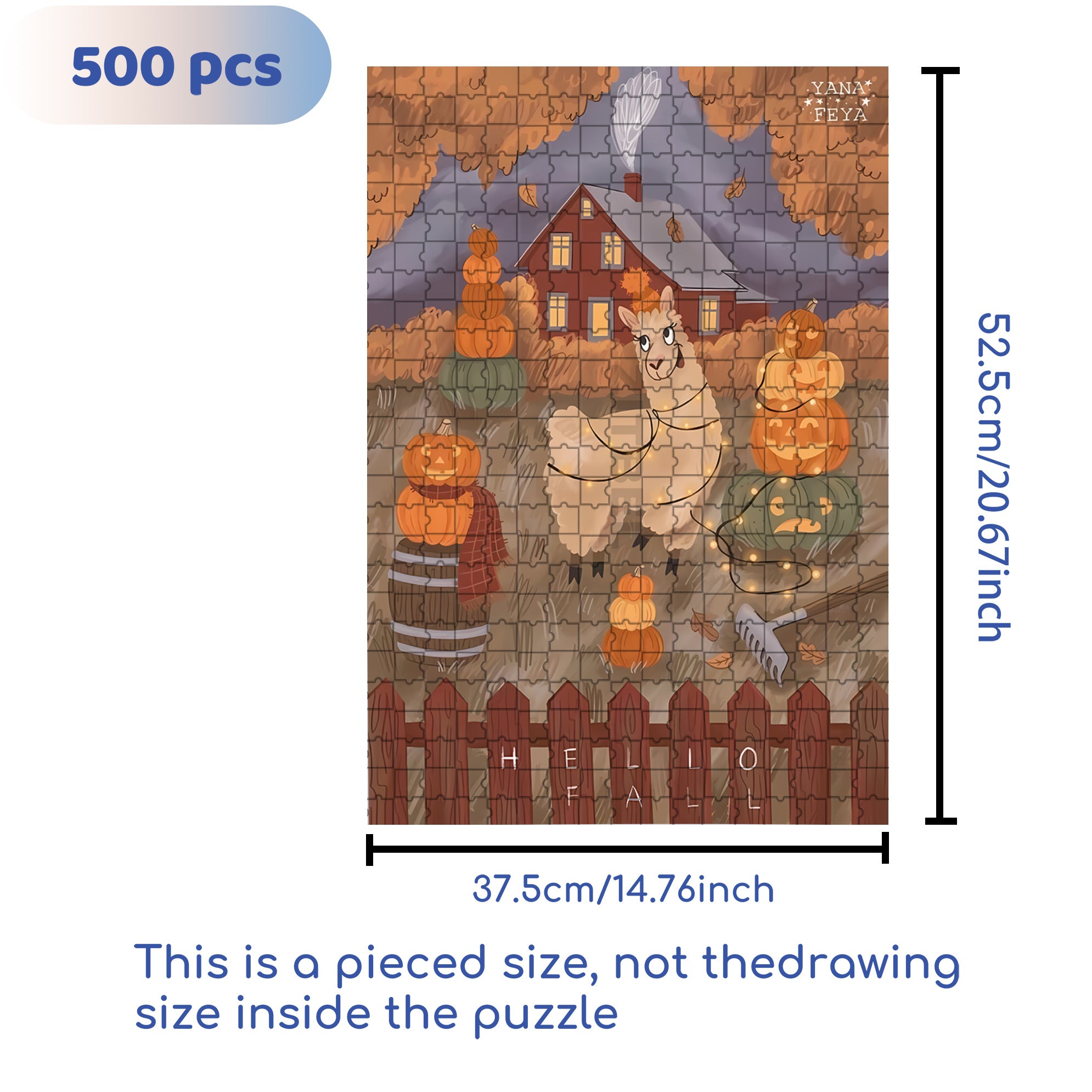 Alpaca 500pcs/1000pcs Jigsaw Puzzle, Scratch-Resistant, Interactive Family Game & Brain-Boosting DIY Decor, Perfect for Halloween, Christmas & New Year Gifts, Family Puzzle Game