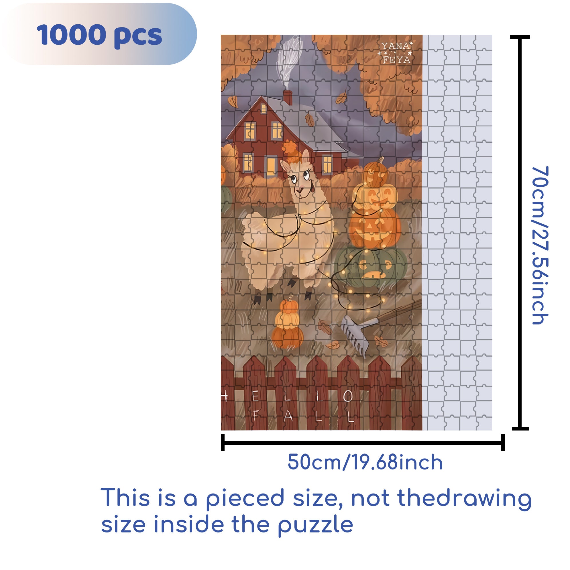 Alpaca 500pcs/1000pcs Jigsaw Puzzle, Scratch-Resistant, Interactive Family Game & Brain-Boosting DIY Decor, Perfect for Halloween, Christmas & New Year Gifts, Family Puzzle Game