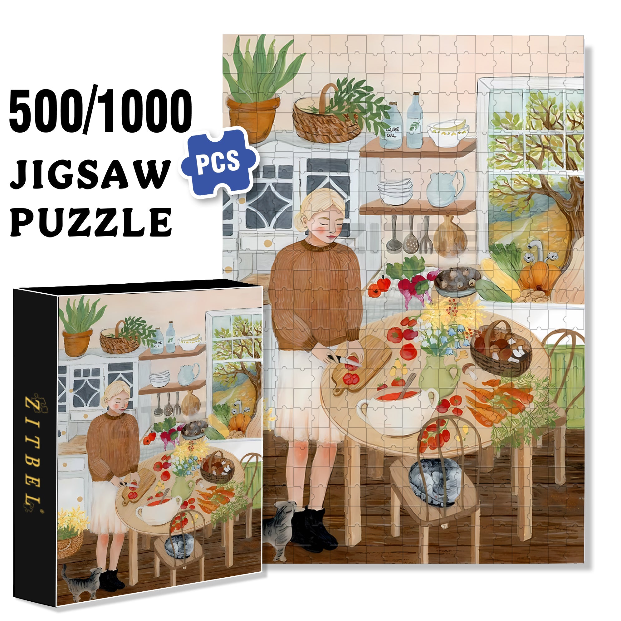 Asia Spettel 500pcs/1000pcs Jigsaw Puzzle, Scratch-Resistant, Interactive Family Game & Brain-Boosting DIY Decor, Perfect for Halloween, Christmas & New Year Gifts, Family Puzzle Game
