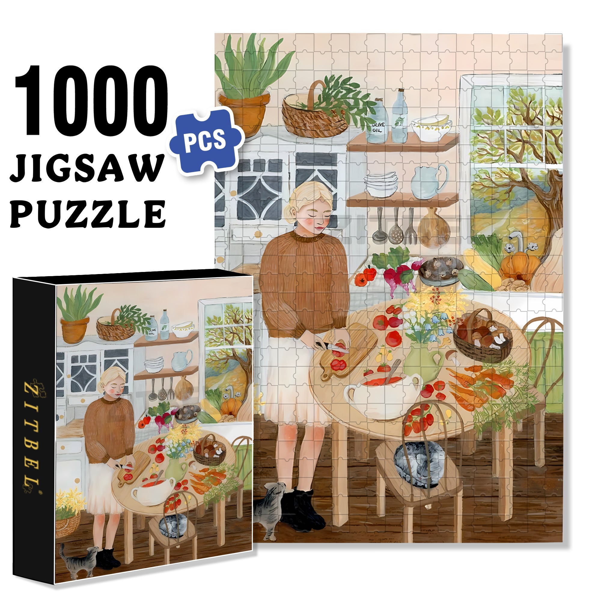 Asia Spettel 500pcs/1000pcs Jigsaw Puzzle, Scratch-Resistant, Interactive Family Game & Brain-Boosting DIY Decor, Perfect for Halloween, Christmas & New Year Gifts, Family Puzzle Game