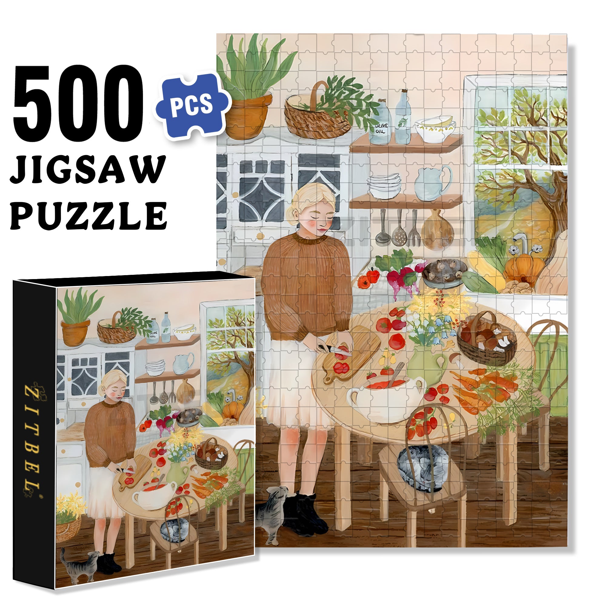 Asia Spettel 500pcs/1000pcs Jigsaw Puzzle, Scratch-Resistant, Interactive Family Game & Brain-Boosting DIY Decor, Perfect for Halloween, Christmas & New Year Gifts, Family Puzzle Game