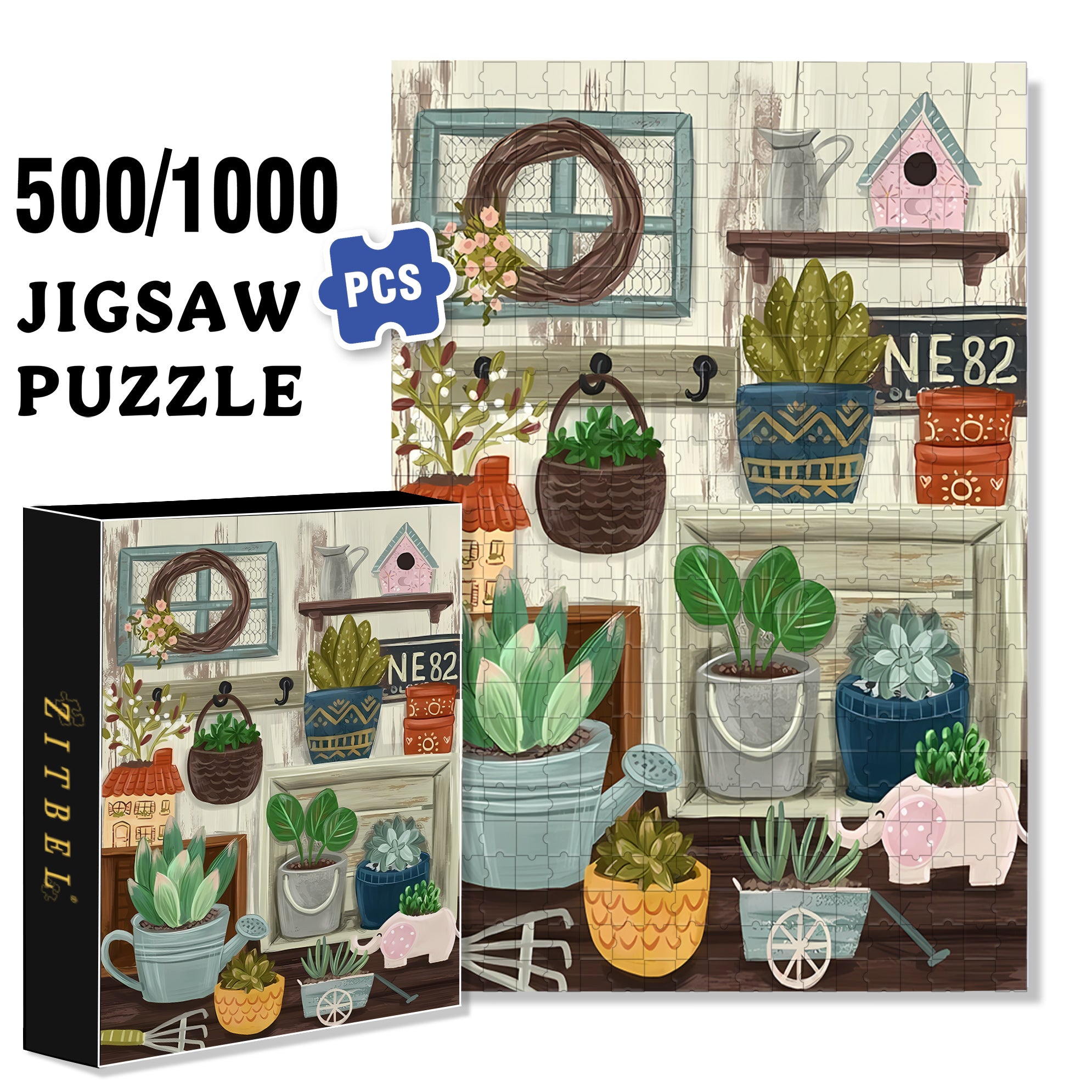 Bonsai 500pcs/1000pcs Jigsaw Puzzle, Scratch-Resistant, Interactive Family Game & Brain-Boosting DIY Decor, Perfect for Halloween, Christmas & New Year Gifts, Family Puzzle Game