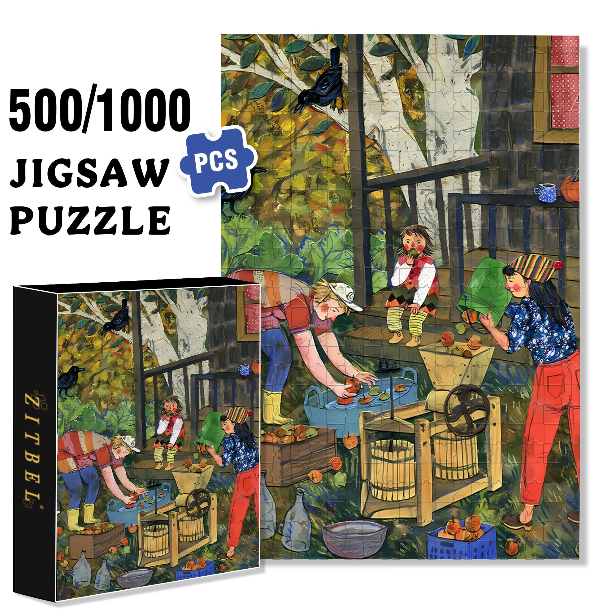 Busy Life 500pcs/1000pcs Jigsaw Puzzle, Scratch-Resistant, Interactive Family Game & Brain-Boosting DIY Decor, Perfect for Halloween, Christmas & New Year Gifts, Family Puzzle Game