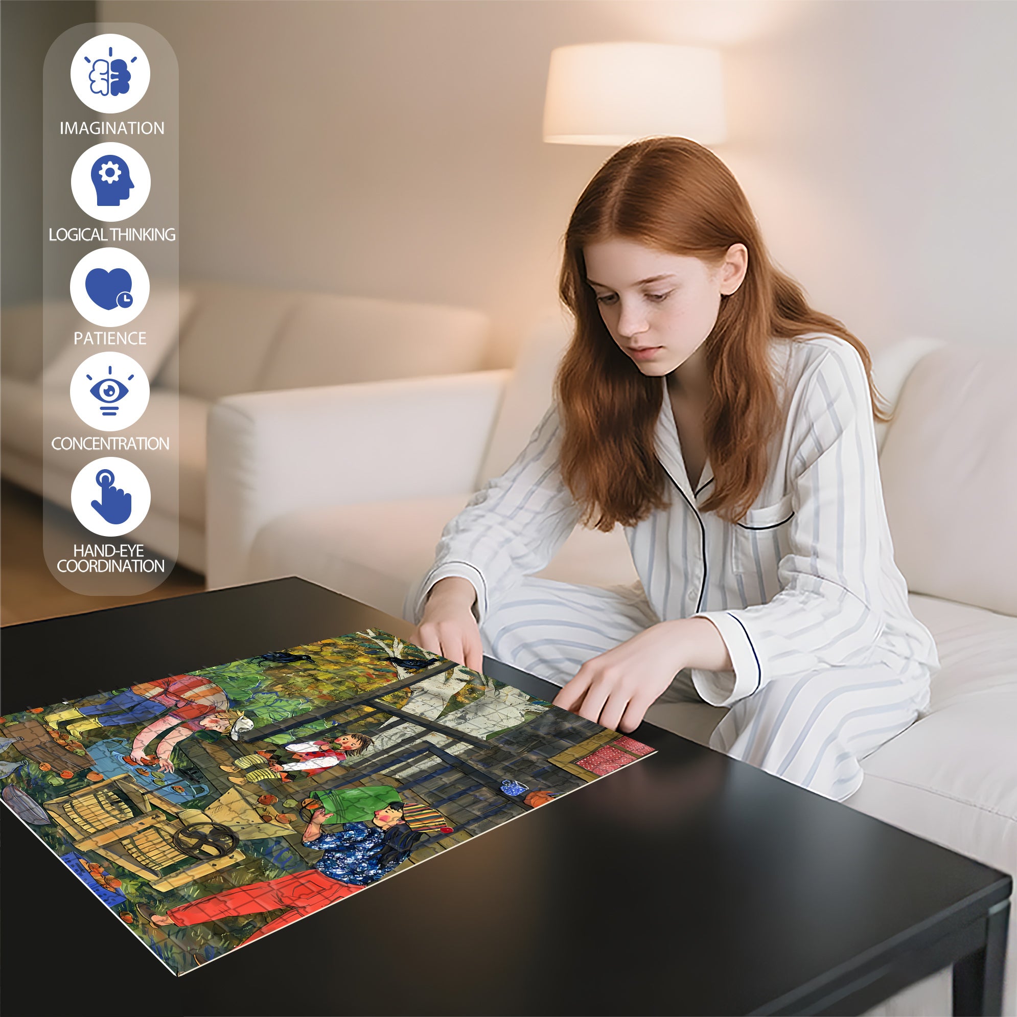 Busy Life 500pcs/1000pcs Jigsaw Puzzle, Scratch-Resistant, Interactive Family Game & Brain-Boosting DIY Decor, Perfect for Halloween, Christmas & New Year Gifts, Family Puzzle Game