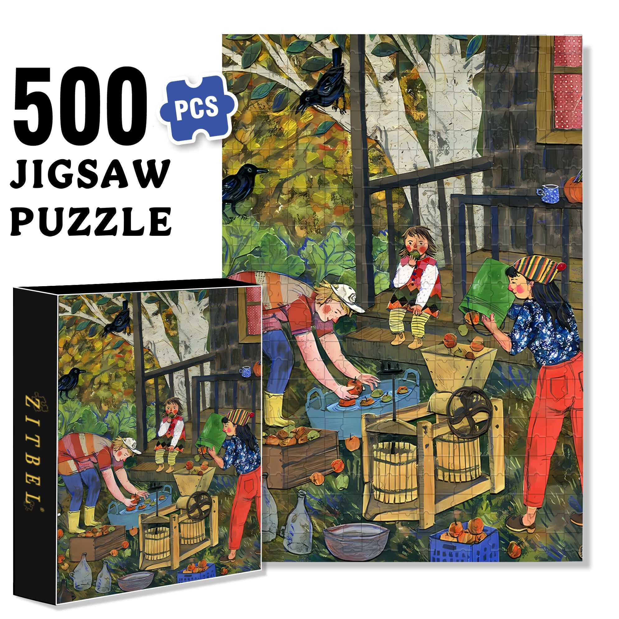 Busy Life 500pcs/1000pcs Jigsaw Puzzle, Scratch-Resistant, Interactive Family Game & Brain-Boosting DIY Decor, Perfect for Halloween, Christmas & New Year Gifts, Family Puzzle Game