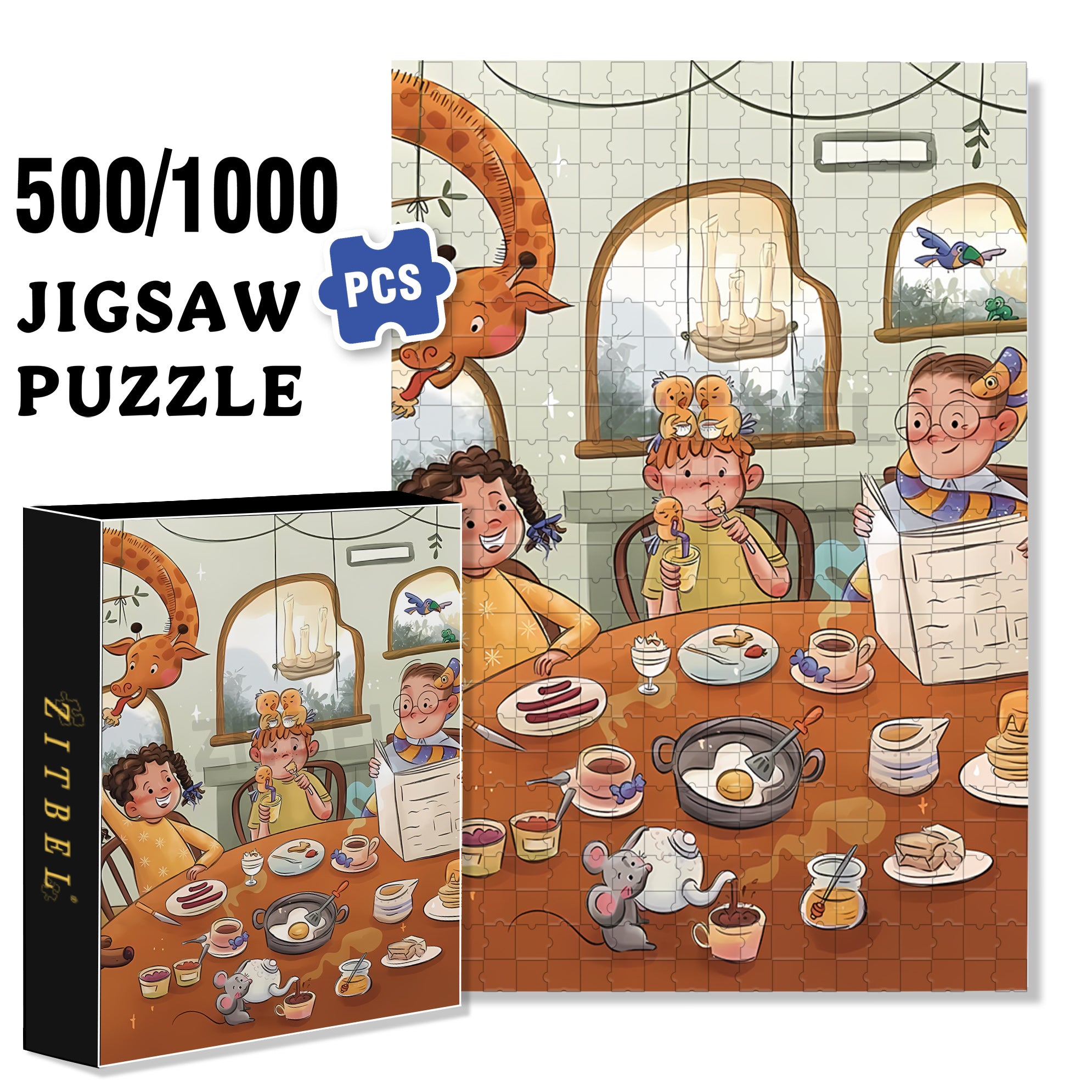 Children's Book 500pcs/1000pcs Jigsaw Puzzle, Scratch-Resistant, Interactive Family Game & Brain-Boosting DIY Decor, Perfect for Halloween, Christmas & New Year Gifts, Family Puzzle Game