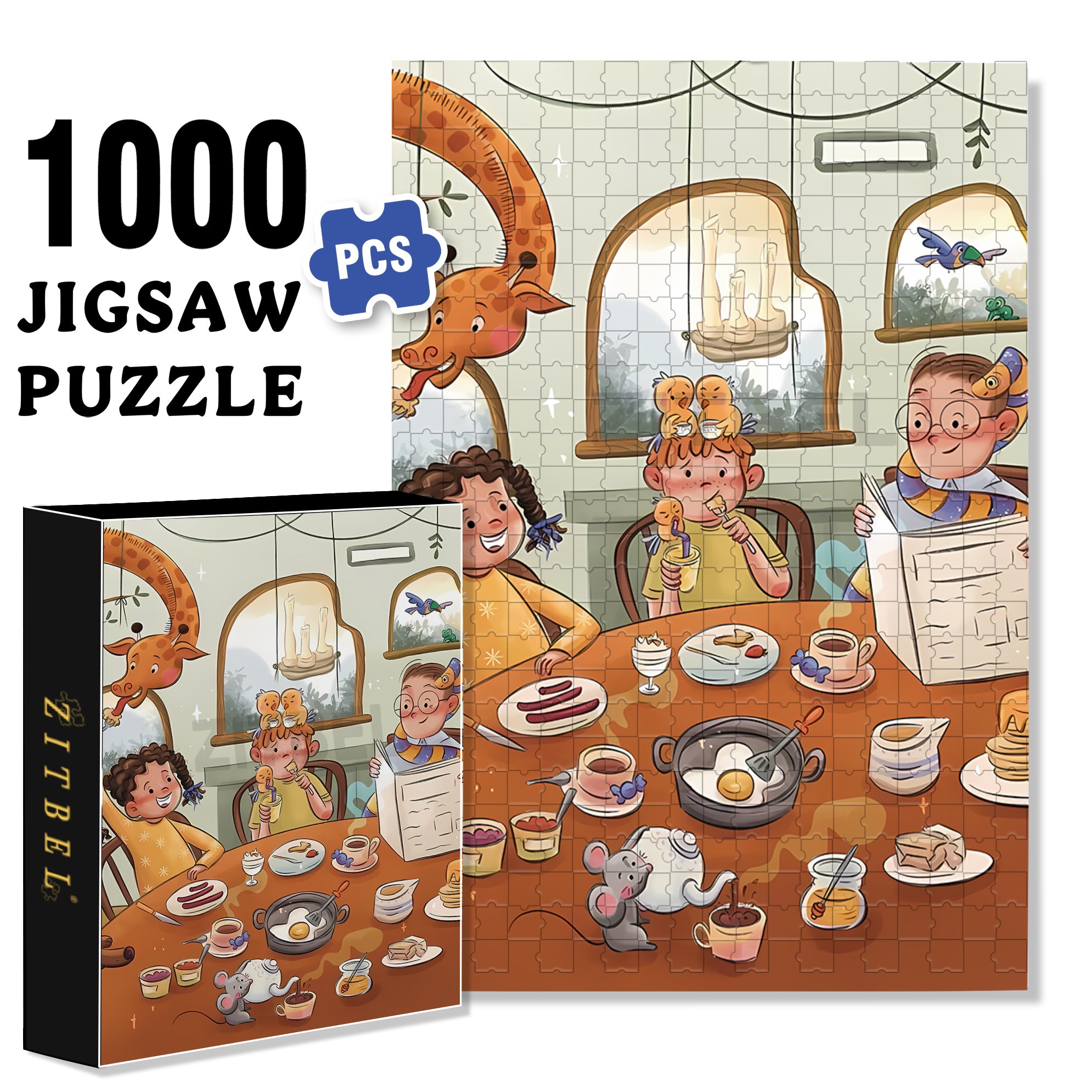 Children's Book 500pcs/1000pcs Jigsaw Puzzle, Scratch-Resistant, Interactive Family Game & Brain-Boosting DIY Decor, Perfect for Halloween, Christmas & New Year Gifts, Family Puzzle Game