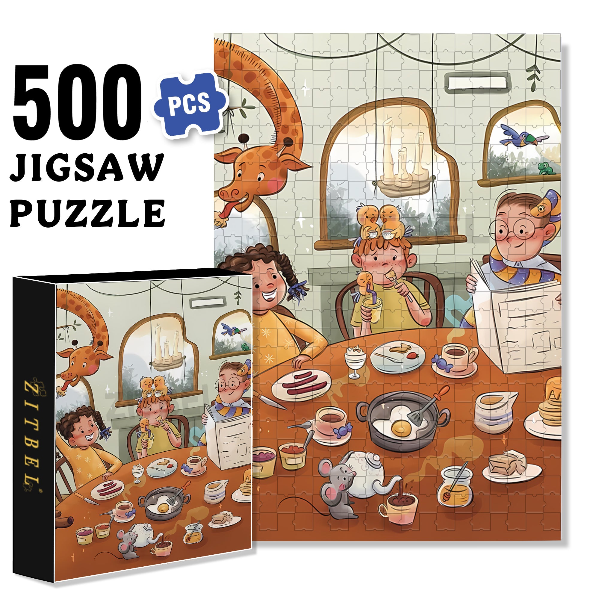 Children's Book 500pcs/1000pcs Jigsaw Puzzle, Scratch-Resistant, Interactive Family Game & Brain-Boosting DIY Decor, Perfect for Halloween, Christmas & New Year Gifts, Family Puzzle Game