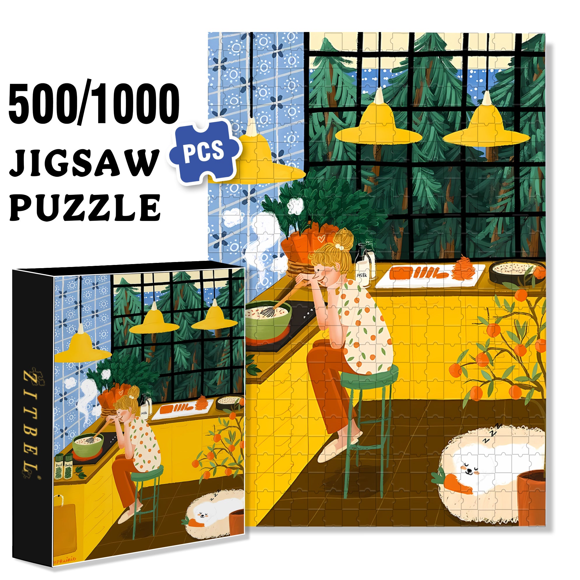 Cooking Mom 500pcs/1000pcs Jigsaw Puzzle, Scratch-Resistant, Interactive Family Game & Brain-Boosting DIY Decor, Perfect for Halloween, Christmas & New Year Gifts, Family Puzzle Game