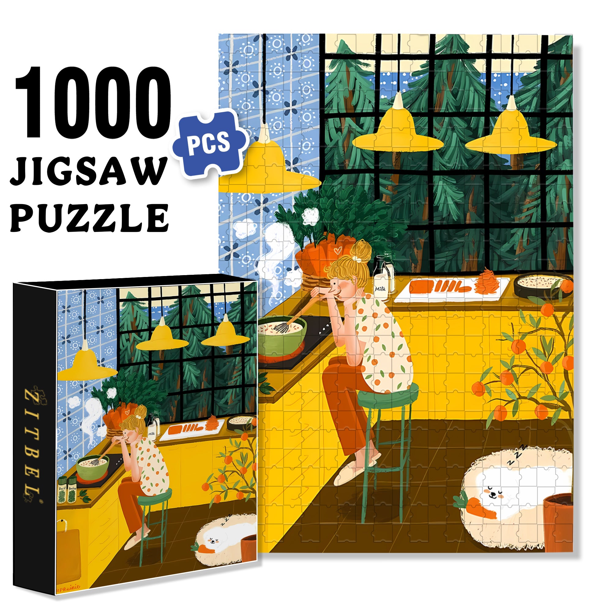 Cooking Mom 500pcs/1000pcs Jigsaw Puzzle, Scratch-Resistant, Interactive Family Game & Brain-Boosting DIY Decor, Perfect for Halloween, Christmas & New Year Gifts, Family Puzzle Game