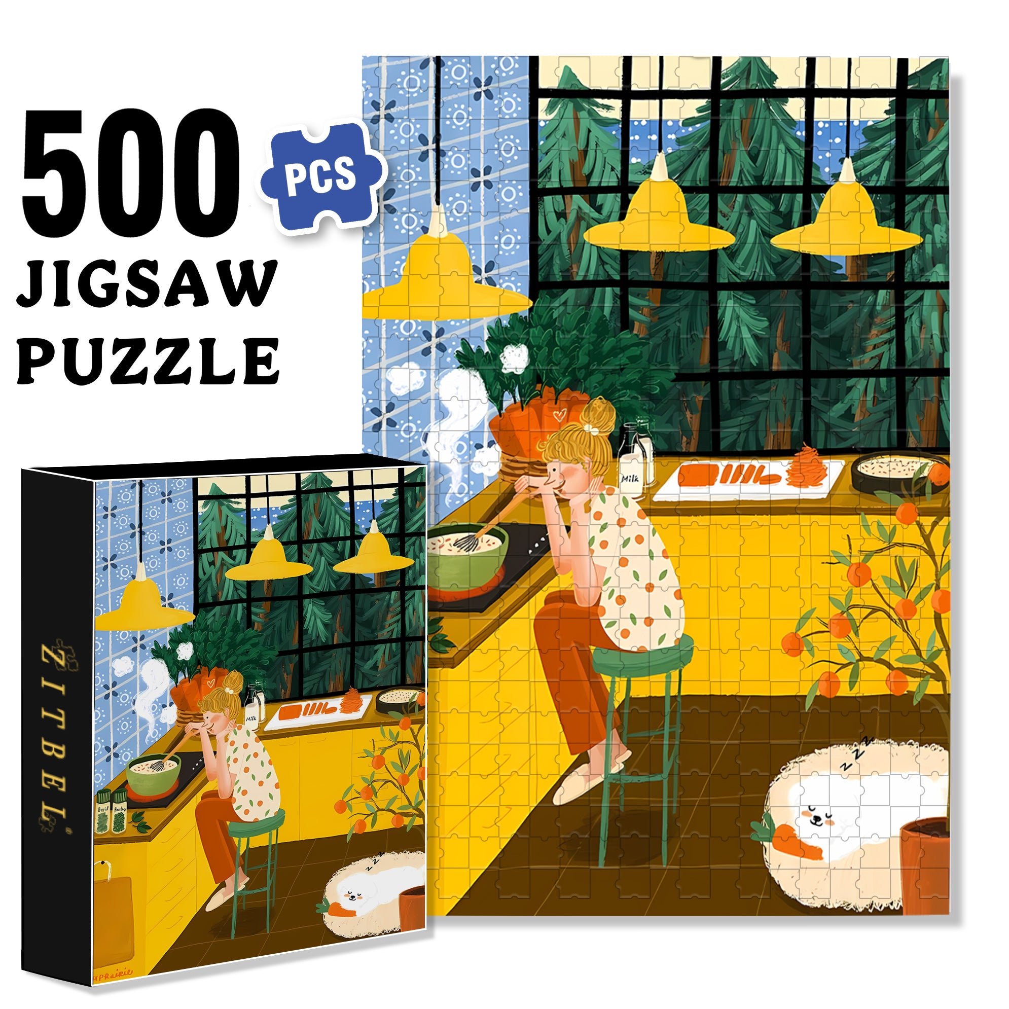 Cooking Mom 500pcs/1000pcs Jigsaw Puzzle, Scratch-Resistant, Interactive Family Game & Brain-Boosting DIY Decor, Perfect for Halloween, Christmas & New Year Gifts, Family Puzzle Game