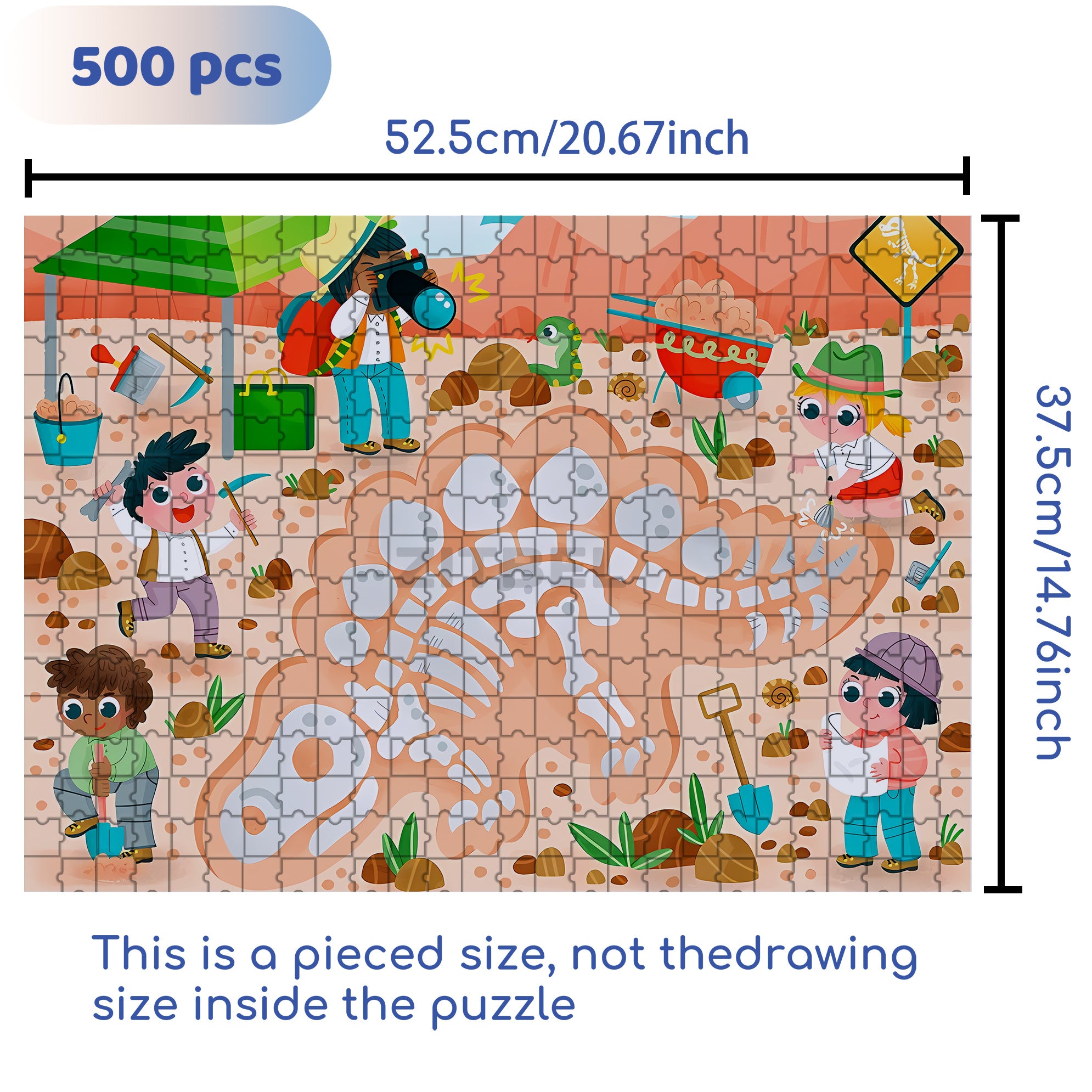 Dinosaur Fossil 500pcs/1000pcs Jigsaw Puzzle, Scratch-Resistant, Interactive Family Game & Brain-Boosting DIY Decor, Perfect for Halloween, Christmas & New Year Gifts, Family Puzzle Game